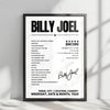 Billy Joel Setlist Poster - Madison Square Garden - January 11th, 2024