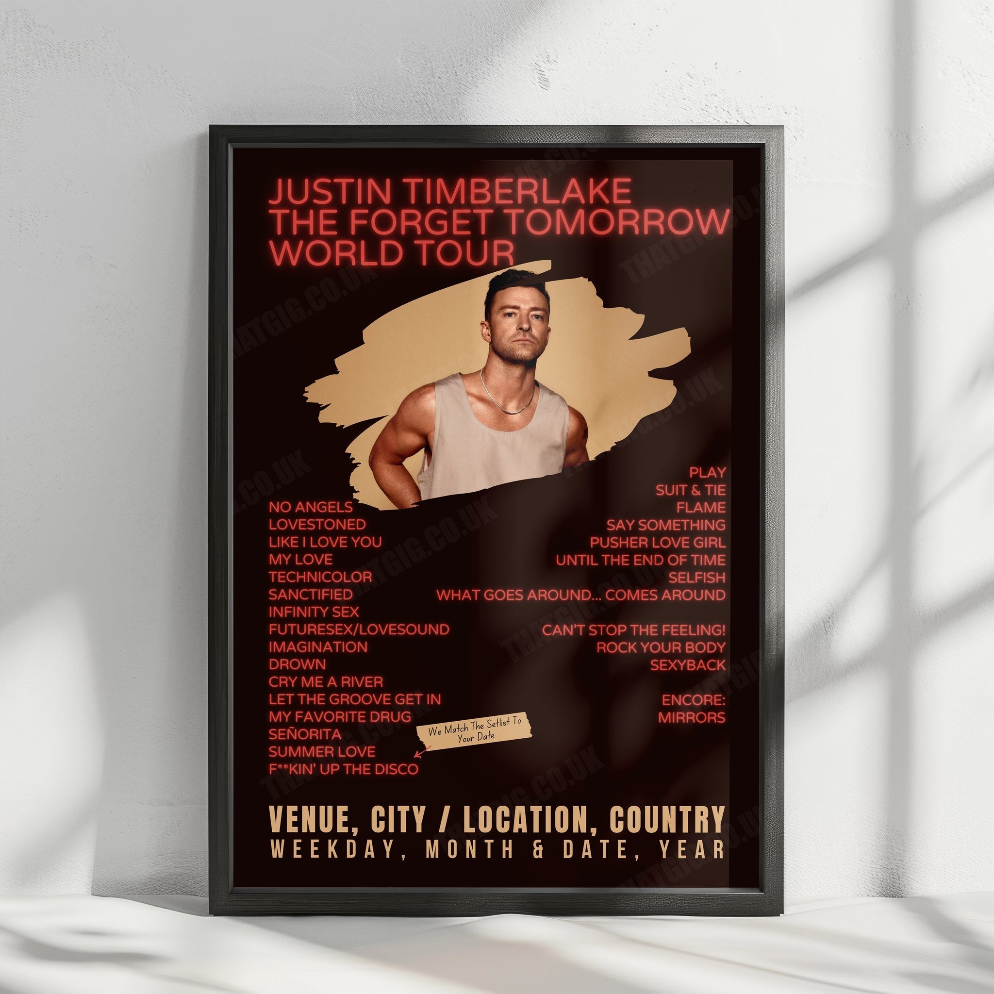 Justin Timberlake Setlist Poster - FedExForum, Memphis, TN, USA - November 23rd, 2024