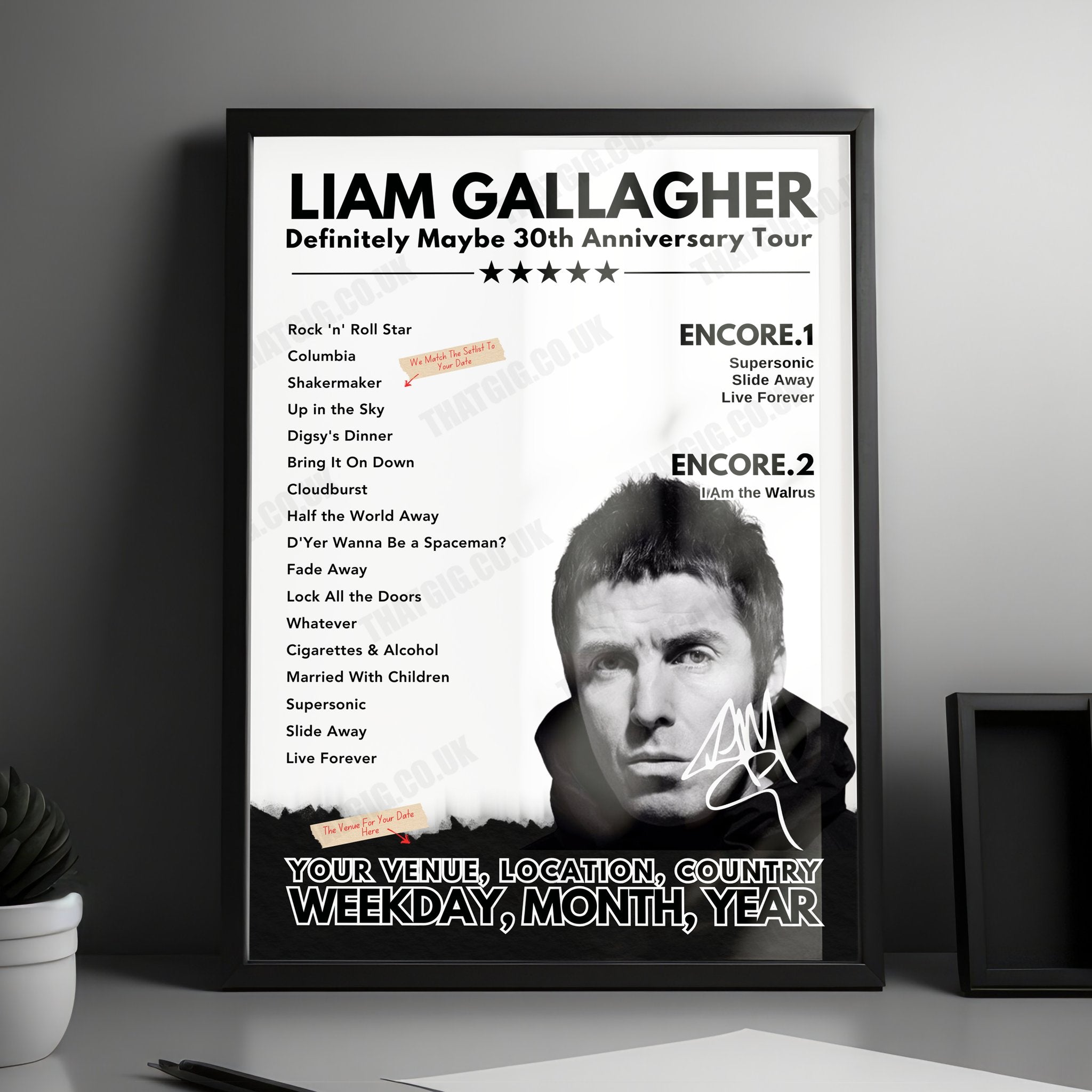 Liam Gallagher Setlist Poster - Jardí Botànic de Cap Roig, Calella de Palafrugell - July 27th, 2019