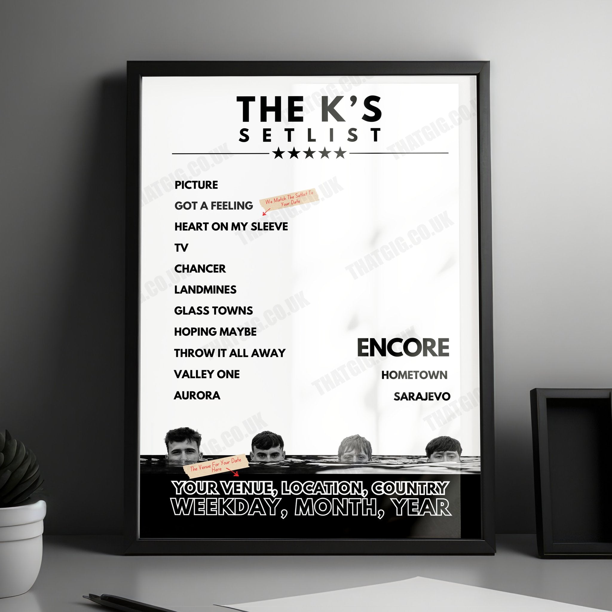 The K's Setlist Poster - Chinnery's, Southend-on-Sea, England - August 15th, 2024