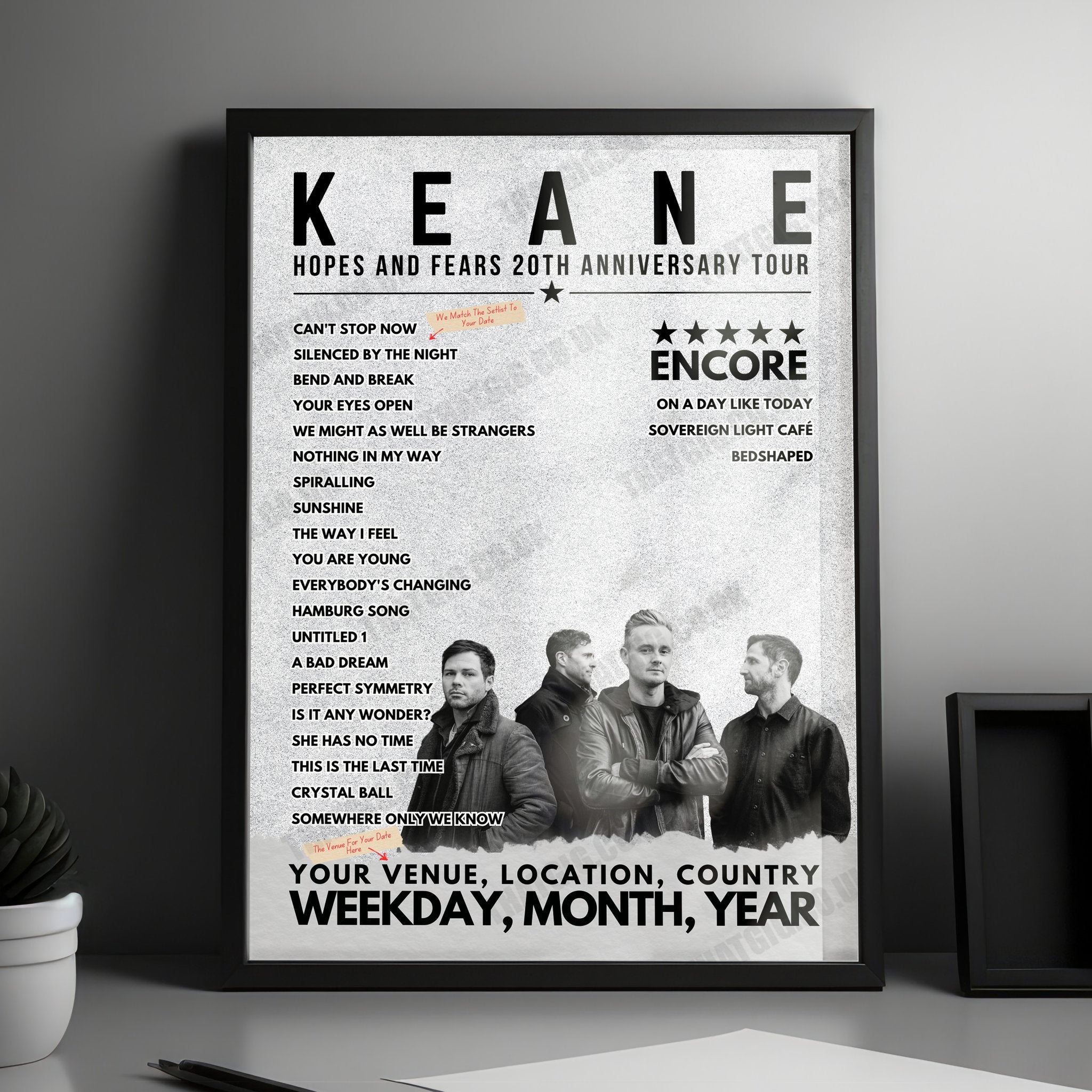 Keane Setlist Poster - Radio City Music Hall, New York, USA - September 25th, 2024