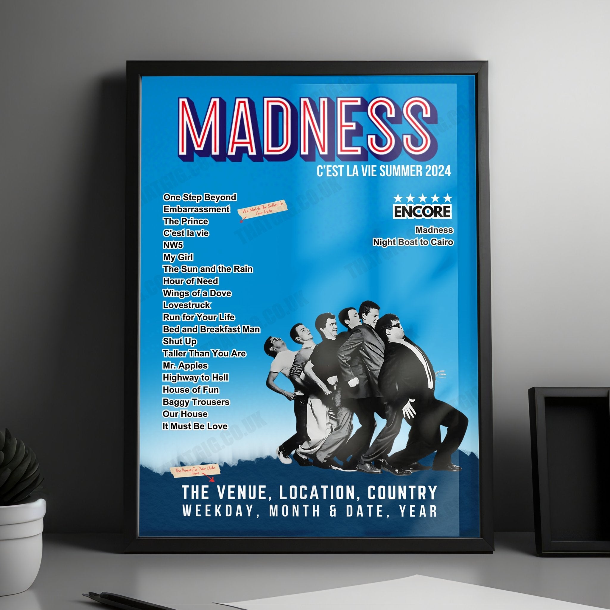 Madness Setlist Poster - Trinity College, Dublin - July 1st, 2023