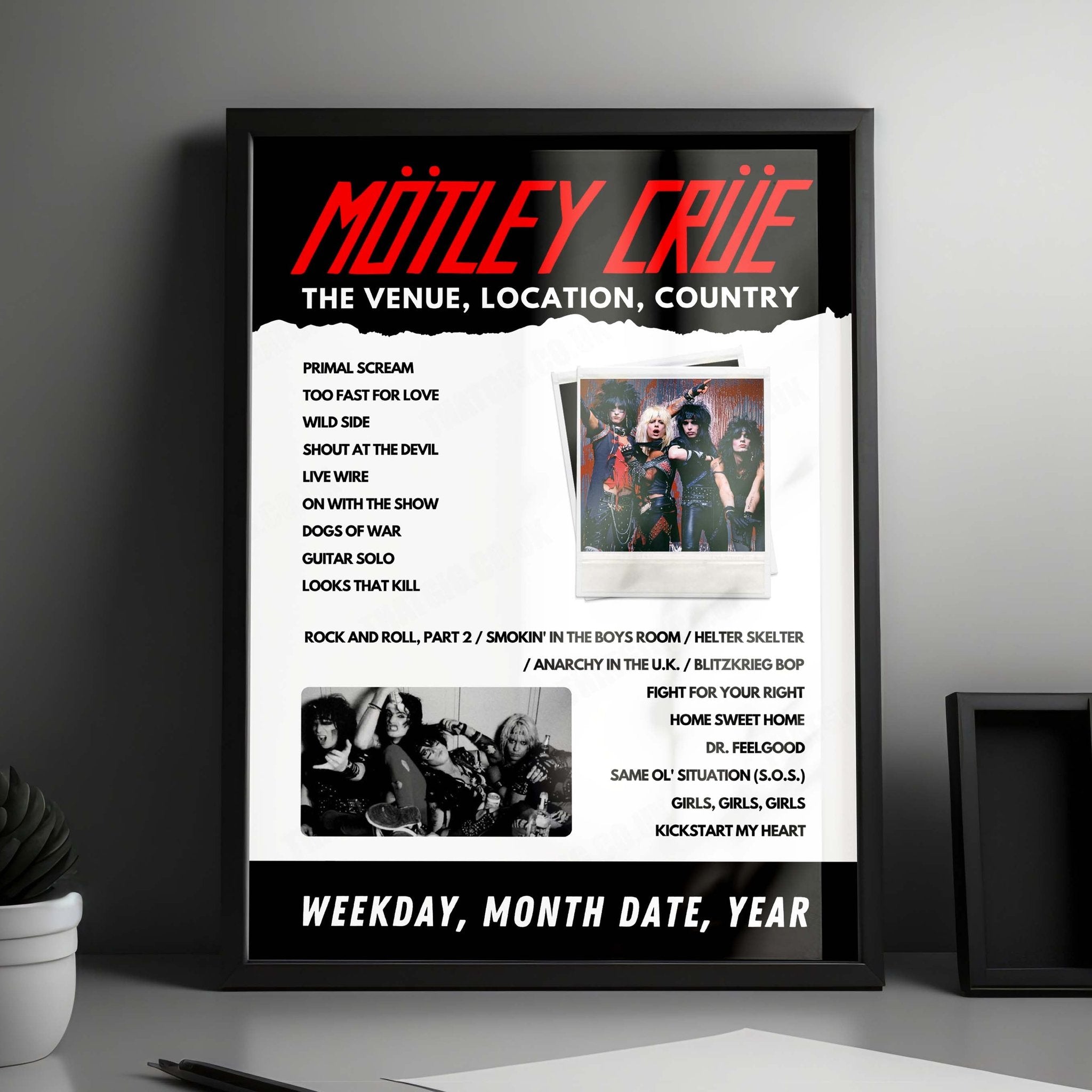 Mötley Crüe Setlist Poster - Estadio Banorte, Monterrey, Mexico - February 21st, 2023