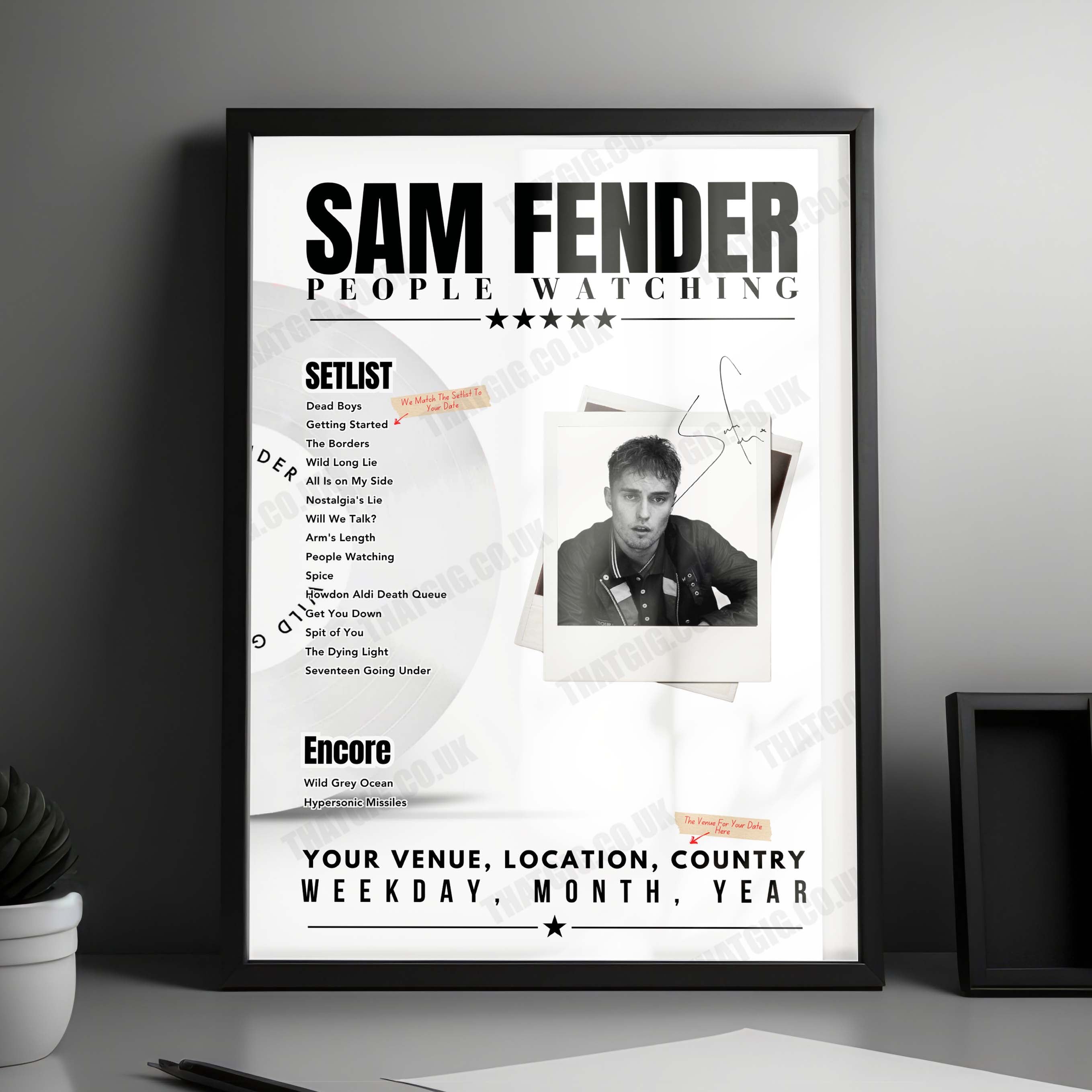 Sam Fender Setlist Poster - Reading Festival, England - August 25th, 2023