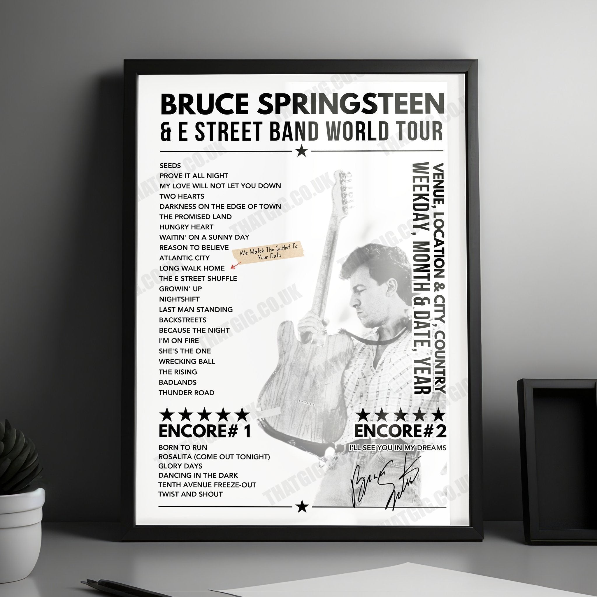 Bruce Springsteen Setlist Poster - Wembley Stadium - 25th July, 2024
