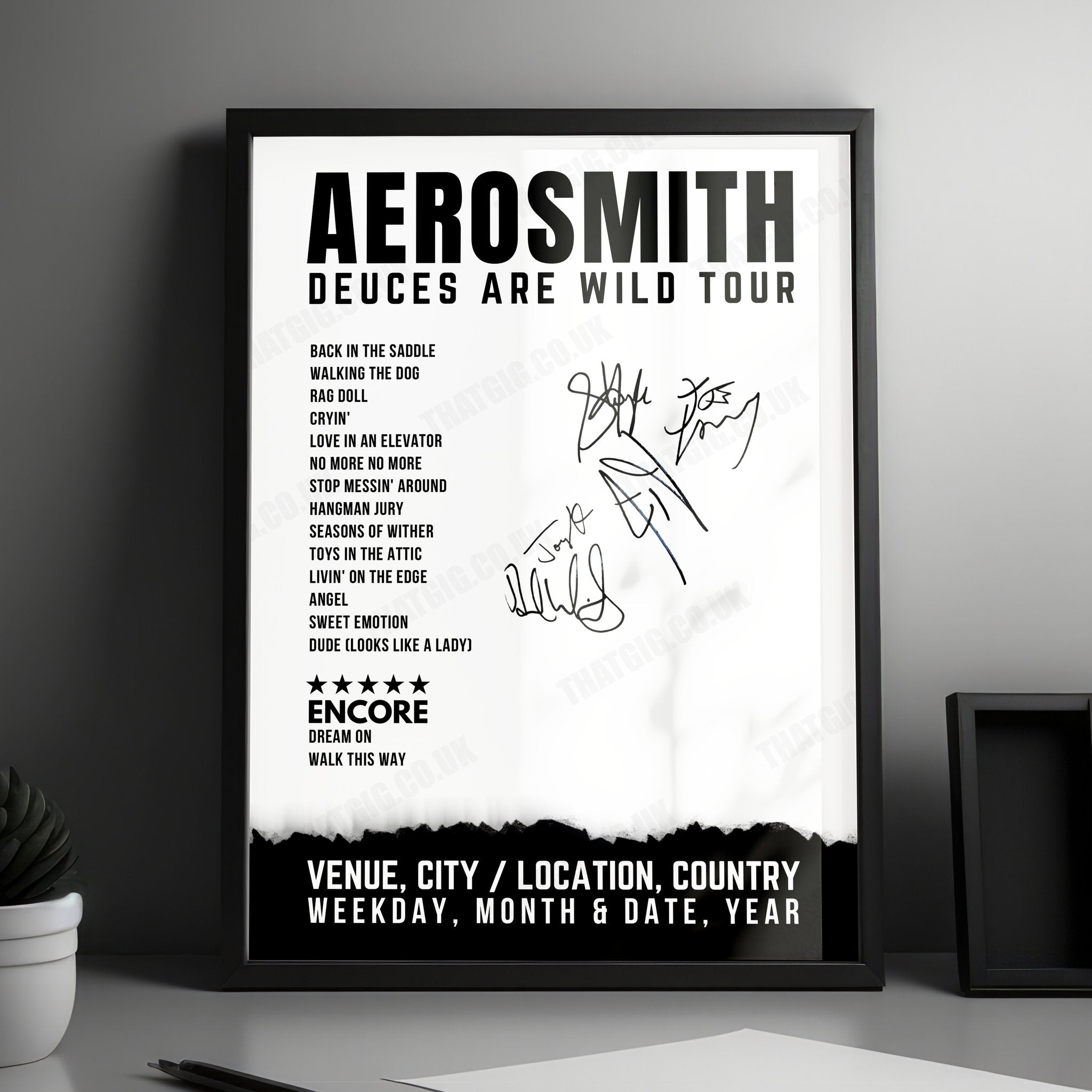 Aerosmith Setlist Poster - Park Theater at Park MGM, Las Vegas - November 21st, 2019