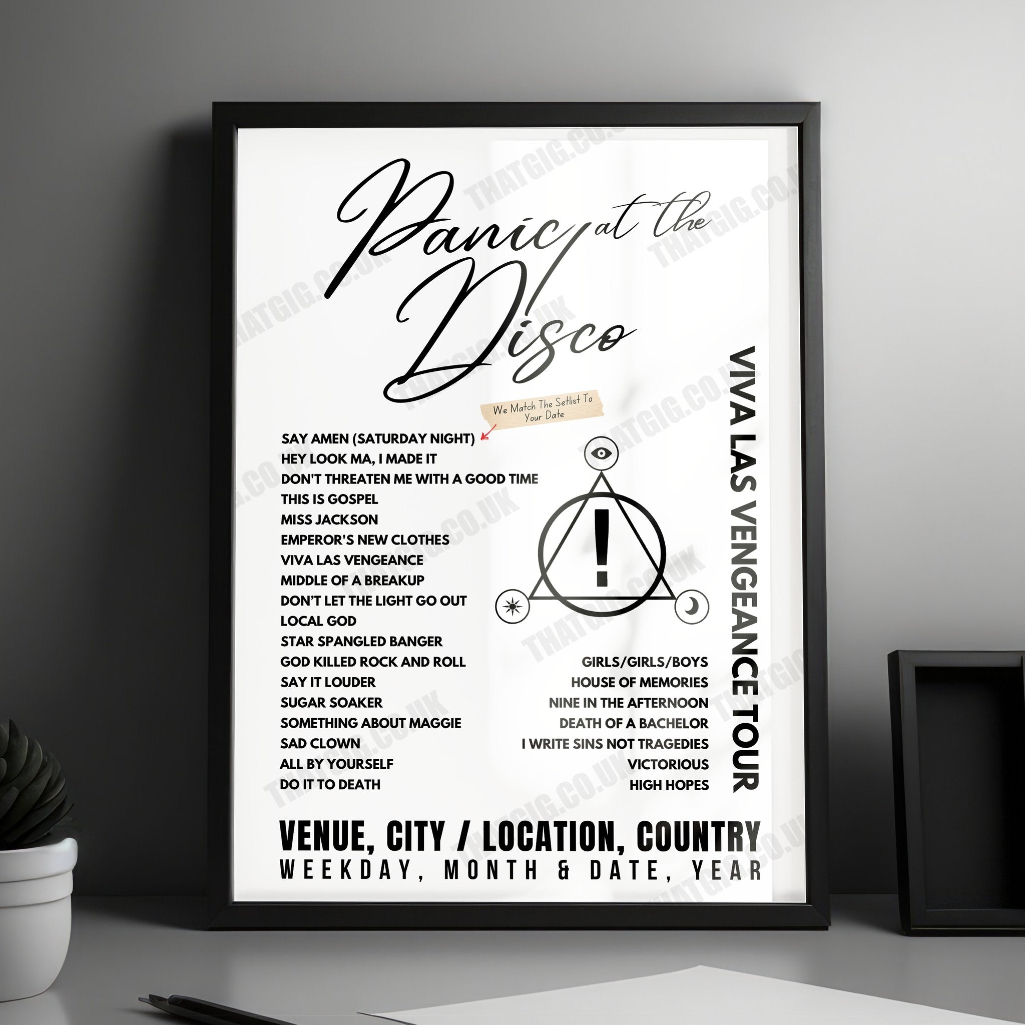 Panic! at the Disco Setlist Poster - Footprint Center, Phoenix - October 23rd, 2022