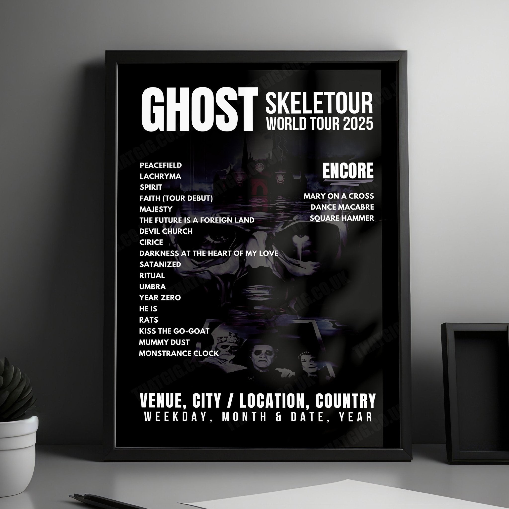 Ghost Setlist Poster - Hallenstadion, Zurich - May 3rd, 2025