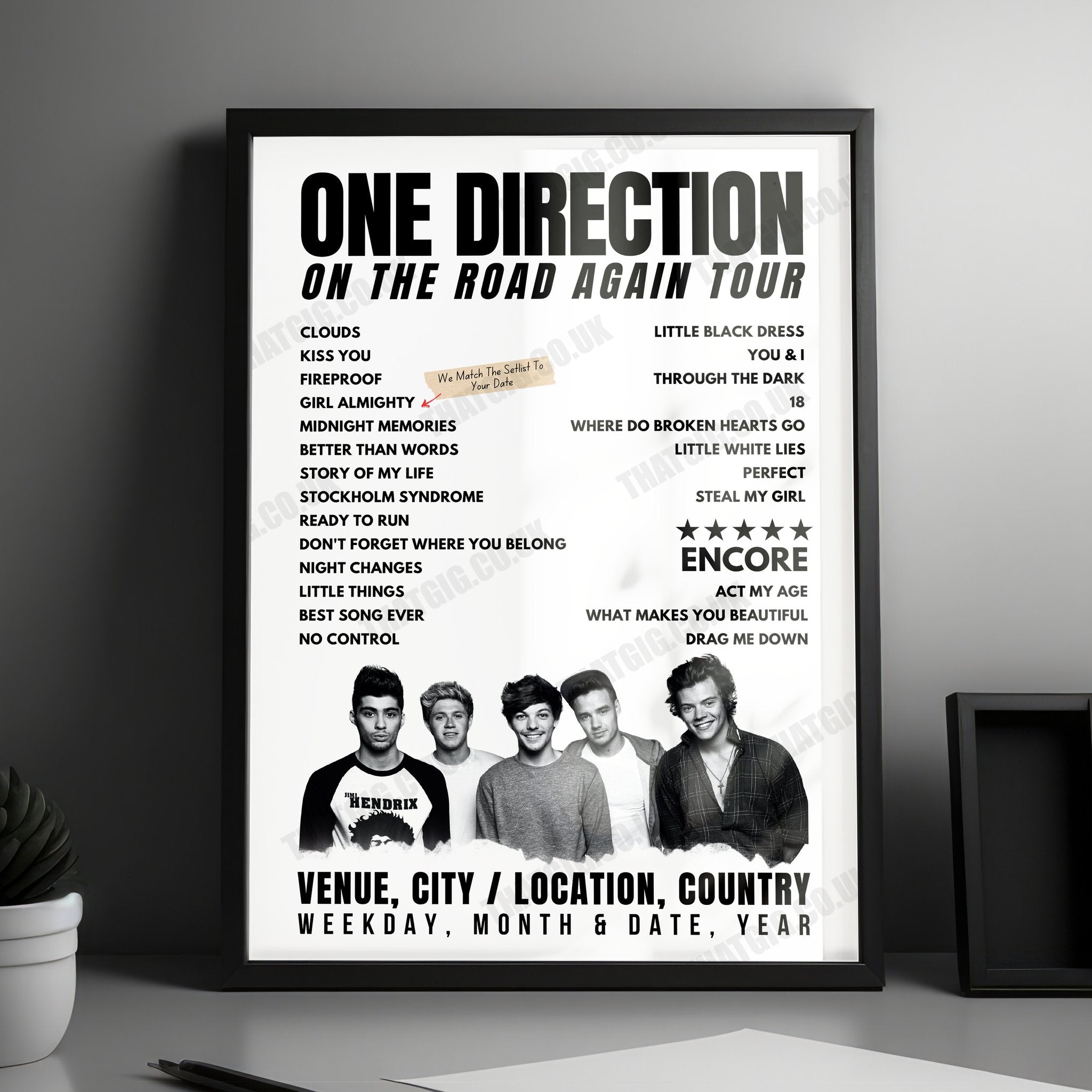 One Direction Setlist Poster - The SSE Arena Belfast, Belfast, Northern Ireland - October 21st, 2015