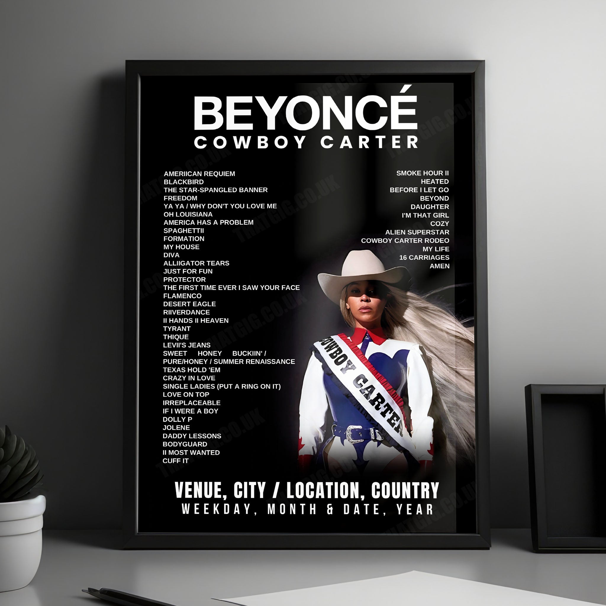Beyoncé Setlist Poster - Tottenham Hotspur Stadium, London - June 5th, 2025