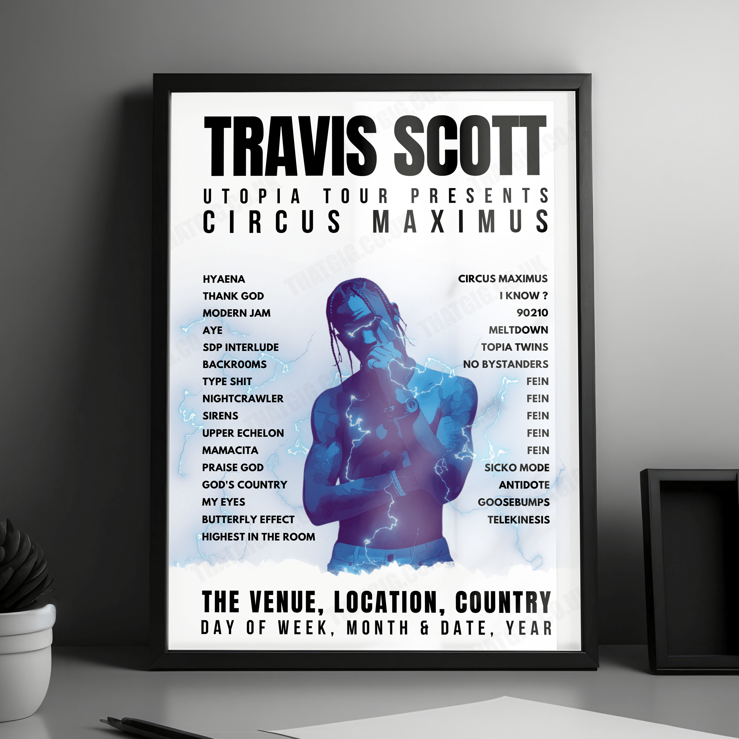 Travis Scott Setlist Poster - T-Mobile Center, Kansas City - October 20th, 2023