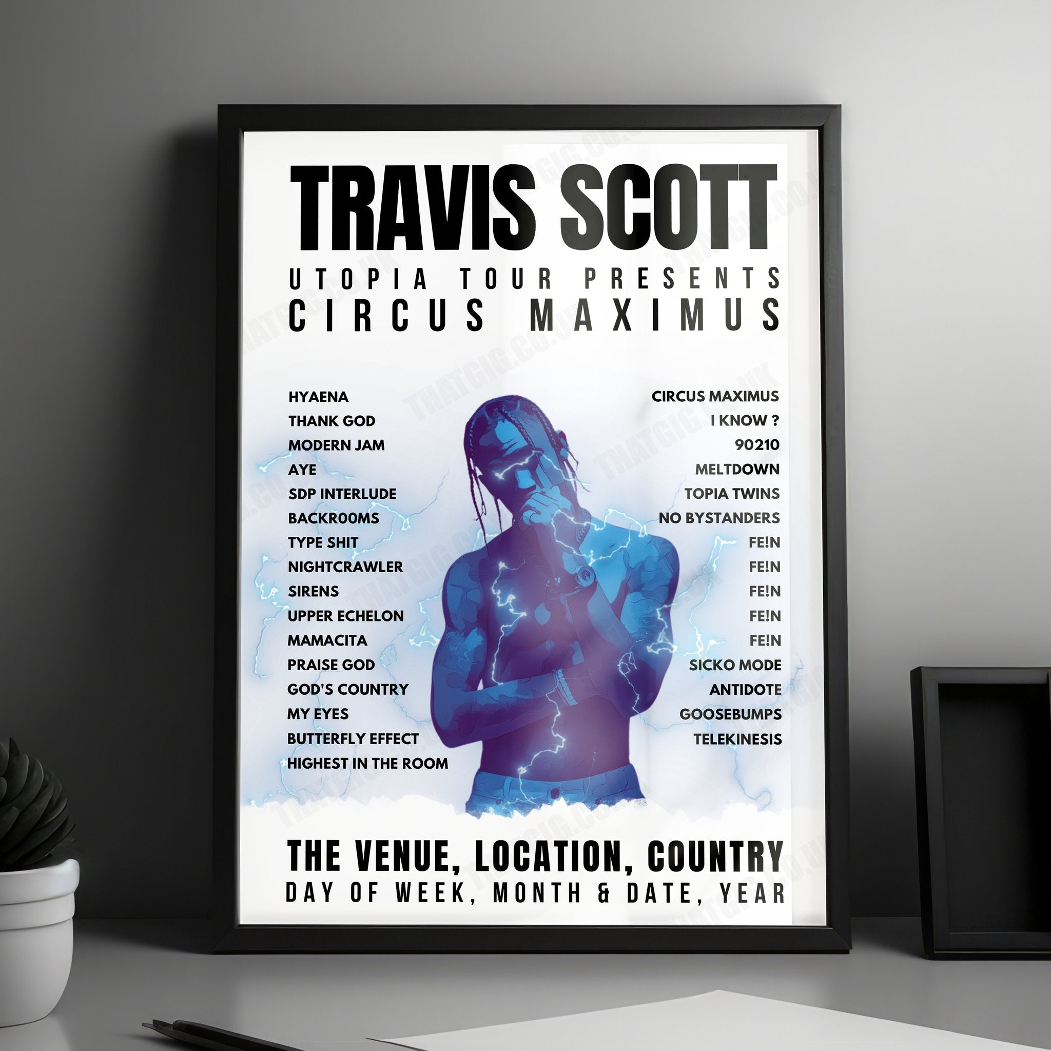 Travis Scott Setlist Poster - Wells Fargo Center, Philadelphia - December 10th, 2023
