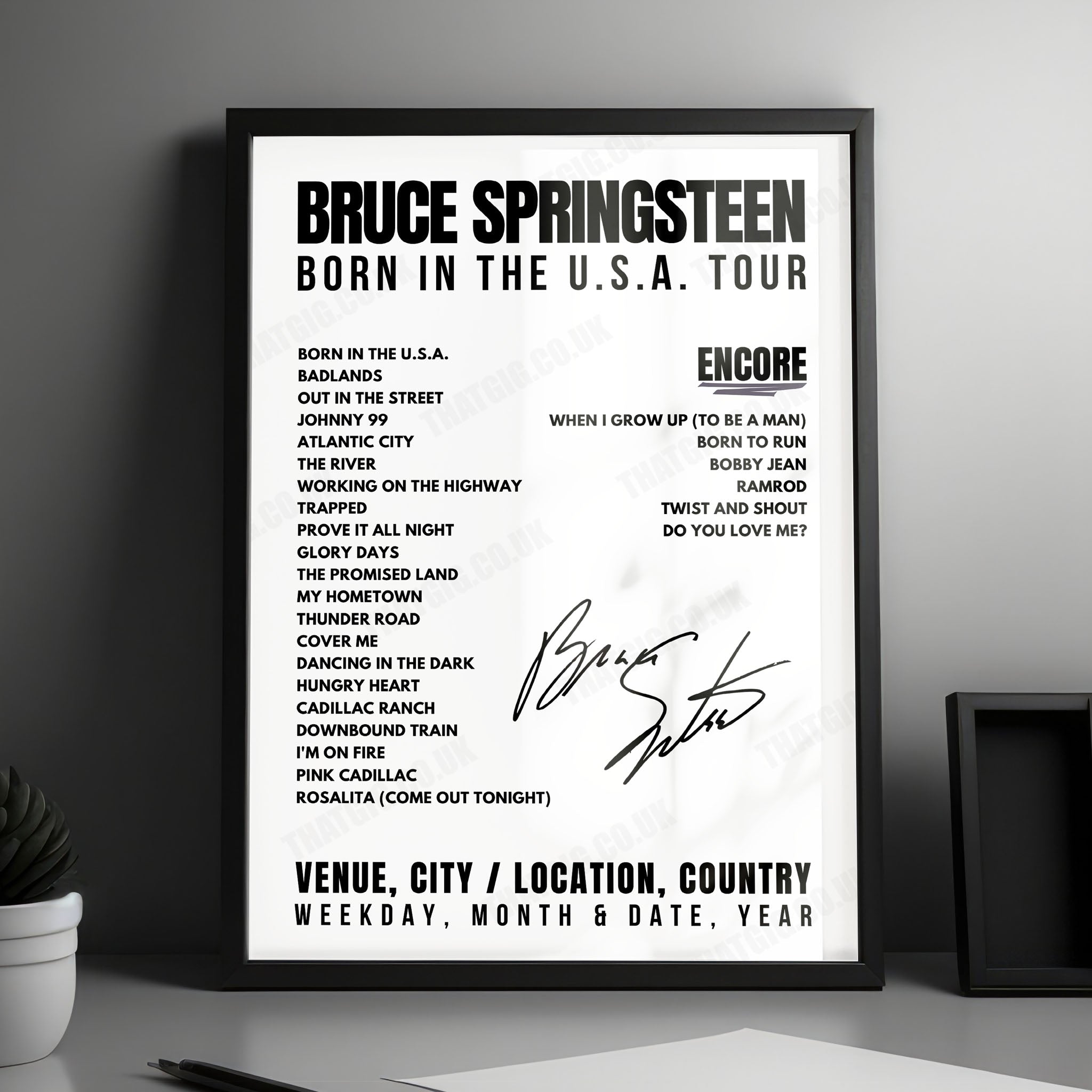 Bruce Springsteen Setlist Poster - Buffalo Memorial Auditorium, Buffalo - September 24th, 1984