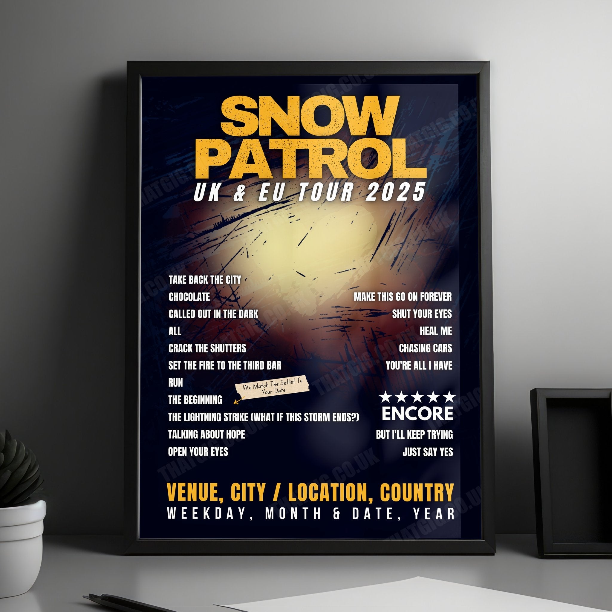 Snow Patrol Setlist Poster - Mitsubishi Electric Halle, Düsseldorf, Germany - February 7th, 2025