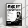 James Bay Setlist Poster - Nick Rayns LCR, UEA, Norwich - May 5th, 2022