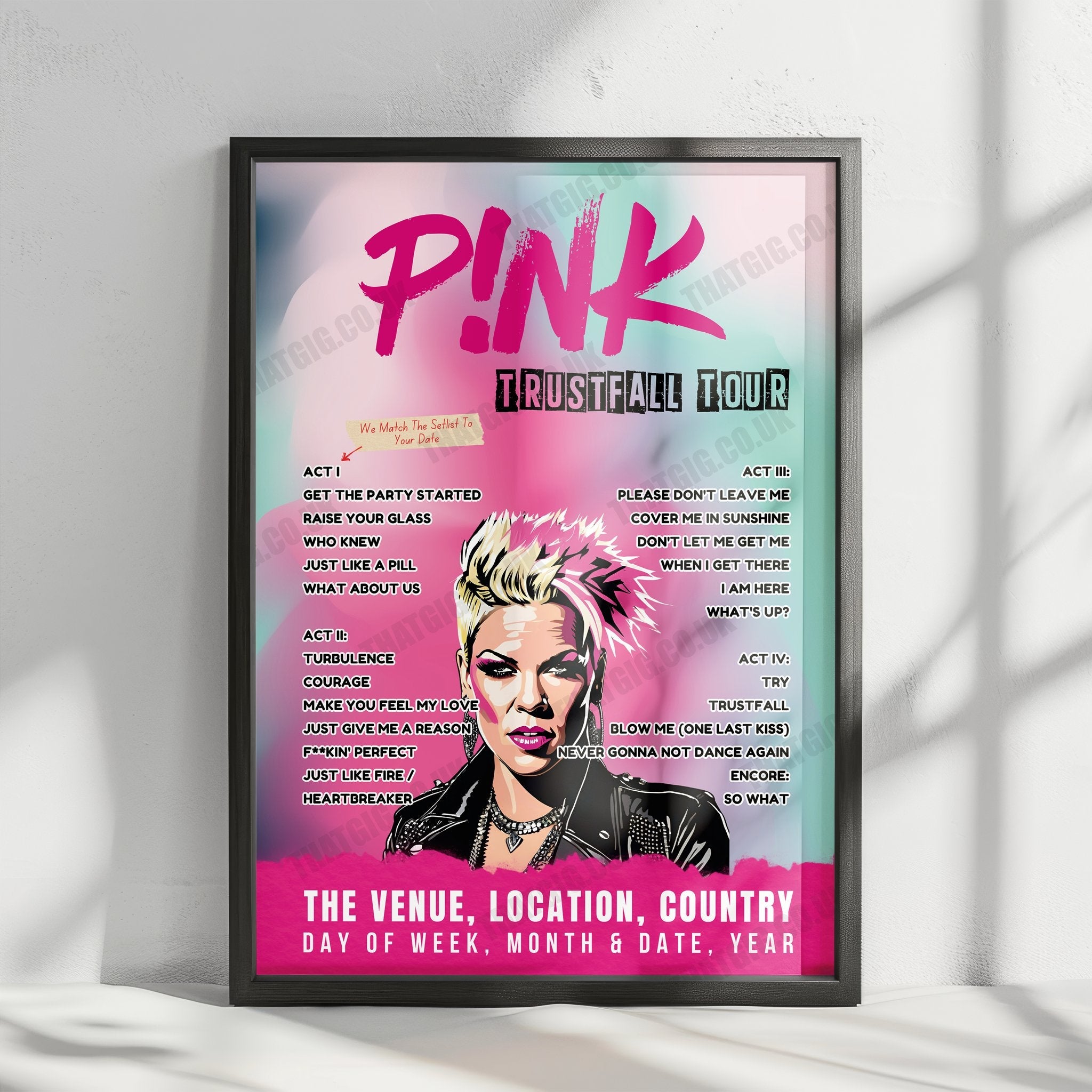 P!nk Setlist Poster - Rogers Arena, Vancouver - September 7th, 2024