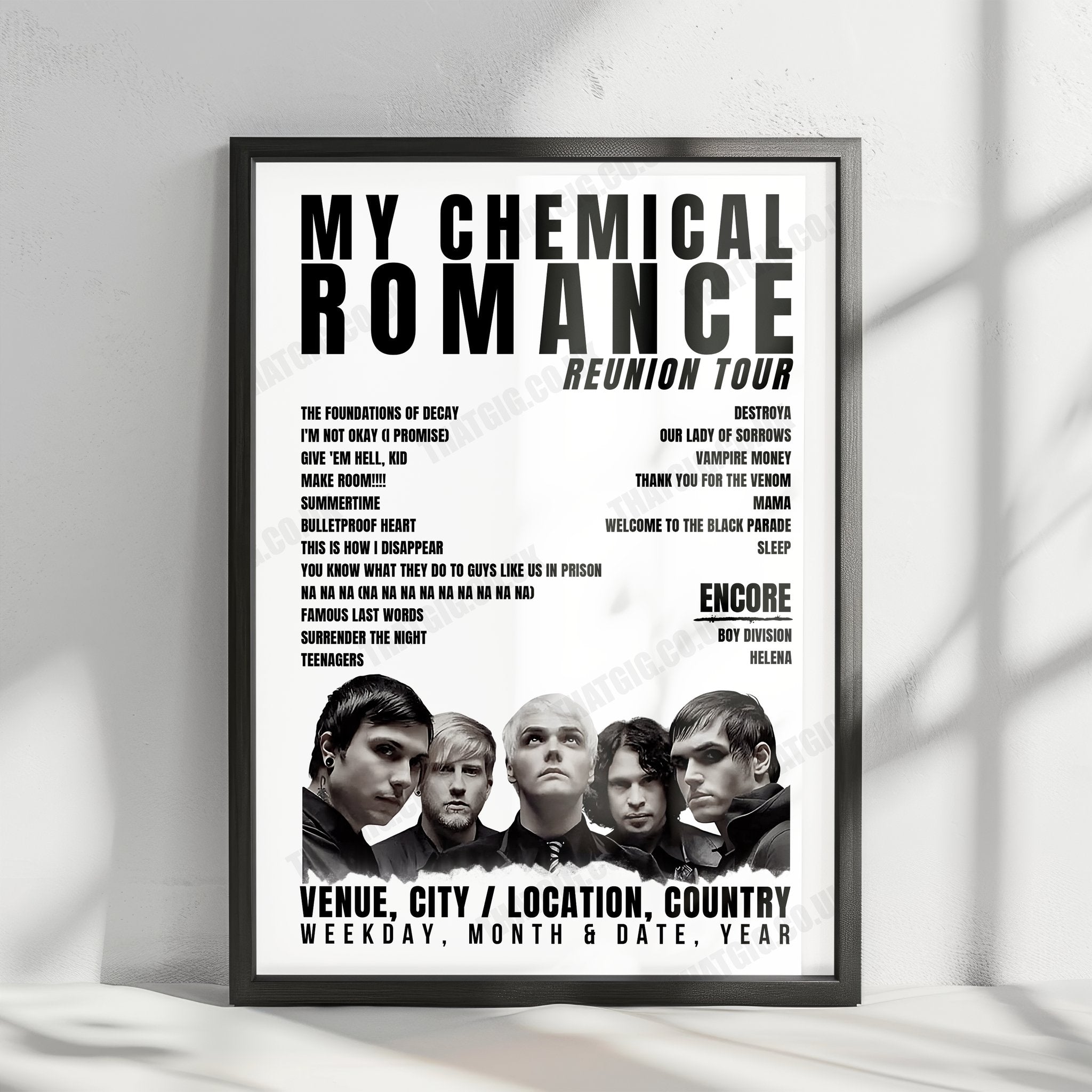 My Chemical Romance Setlist Poster - Mohegan Sun Arena, Uncasville - September 1st, 2022