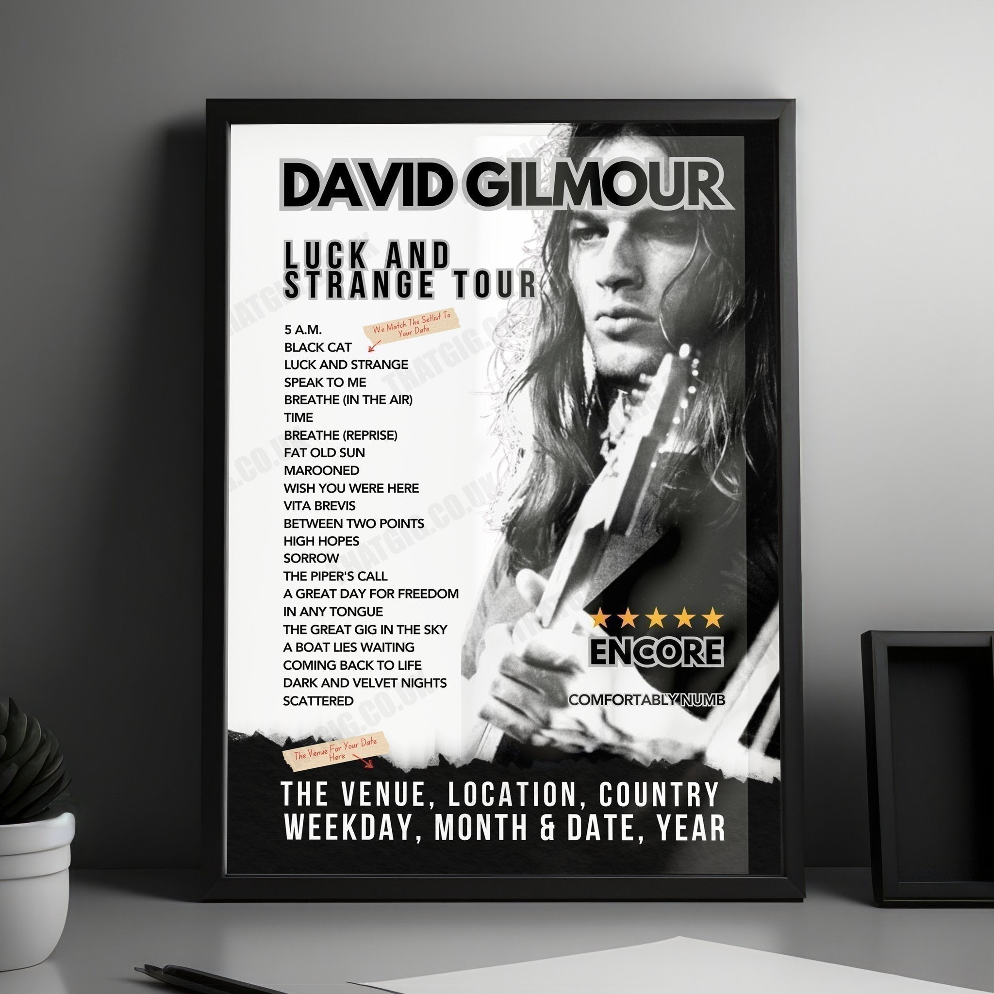 David Gilmour Setlist Poster - Brighton Centre, Brighton, England - September 20th, 2024