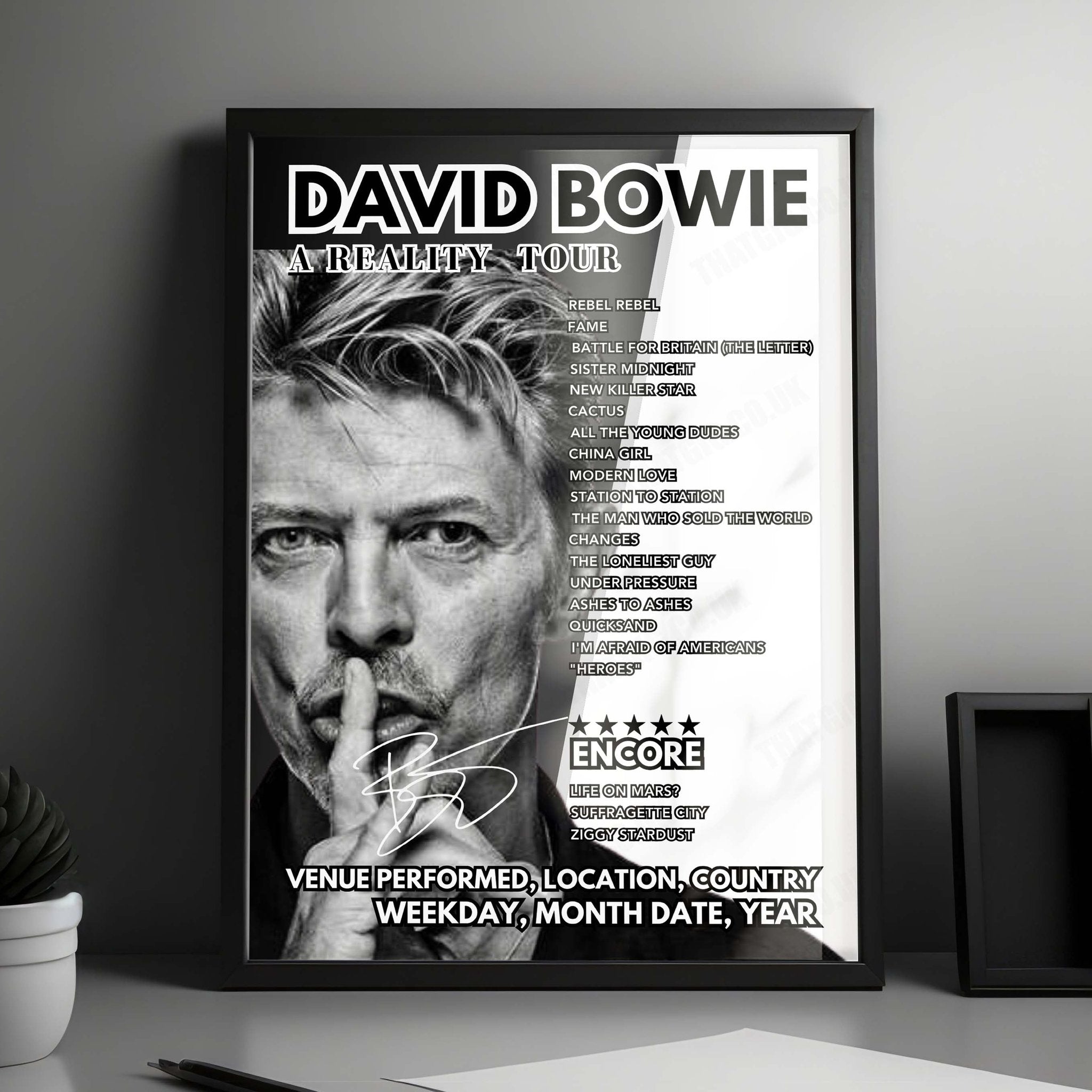 David Bowie Setlist Poster - Berkeley Community Theatre, Berkeley - April 16th, 2004