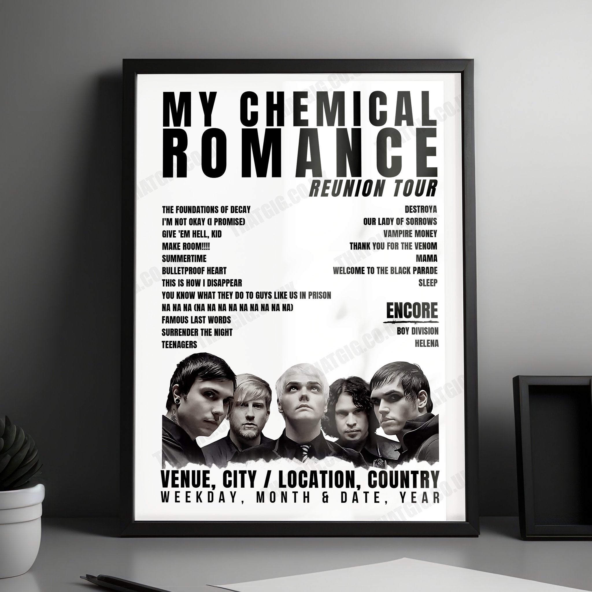 My Chemical Romance Setlist Poster - Rod Laver Arena, Melbourne - March 16th, 2023