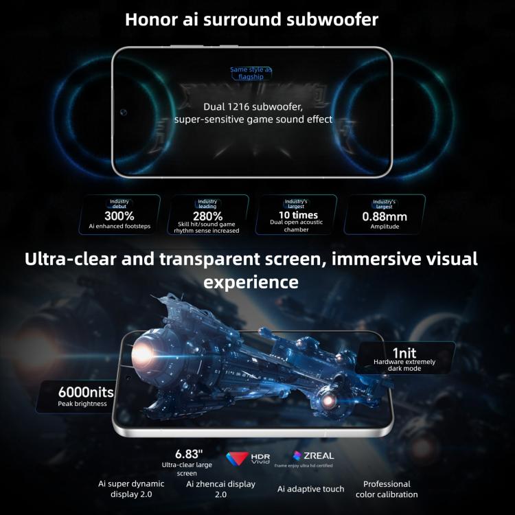 Honor WIN RT, 12GB+256GB, 3D Ultrasonic Fingerprint, 10000mAh Battery, 6.83 inch MagicOS 10.0 / Android 16 Snapdragon 8 Elite Octa Core, Network: 5G, NFC, OTG, 12GB+256GB
