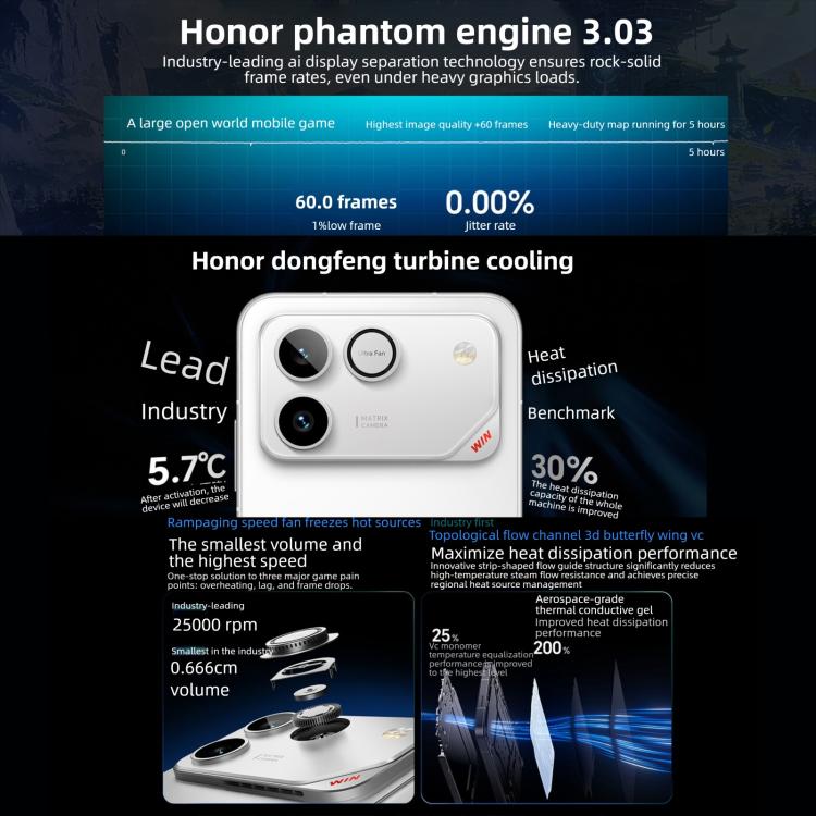 Honor WIN RT, 12GB+256GB, 3D Ultrasonic Fingerprint, 10000mAh Battery, 6.83 inch MagicOS 10.0 / Android 16 Snapdragon 8 Elite Octa Core, Network: 5G, NFC, OTG, 12GB+256GB