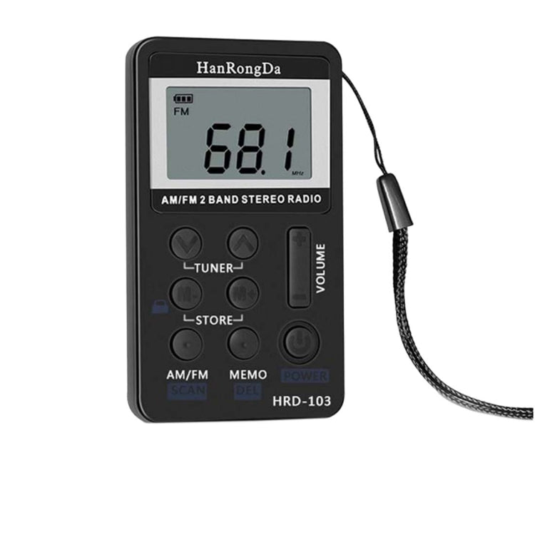 Portable AM / FM Two Bands Rechargeable Stereo Radio Mini Receiver with & LCD Screen & Earphone Jack & Lanyard