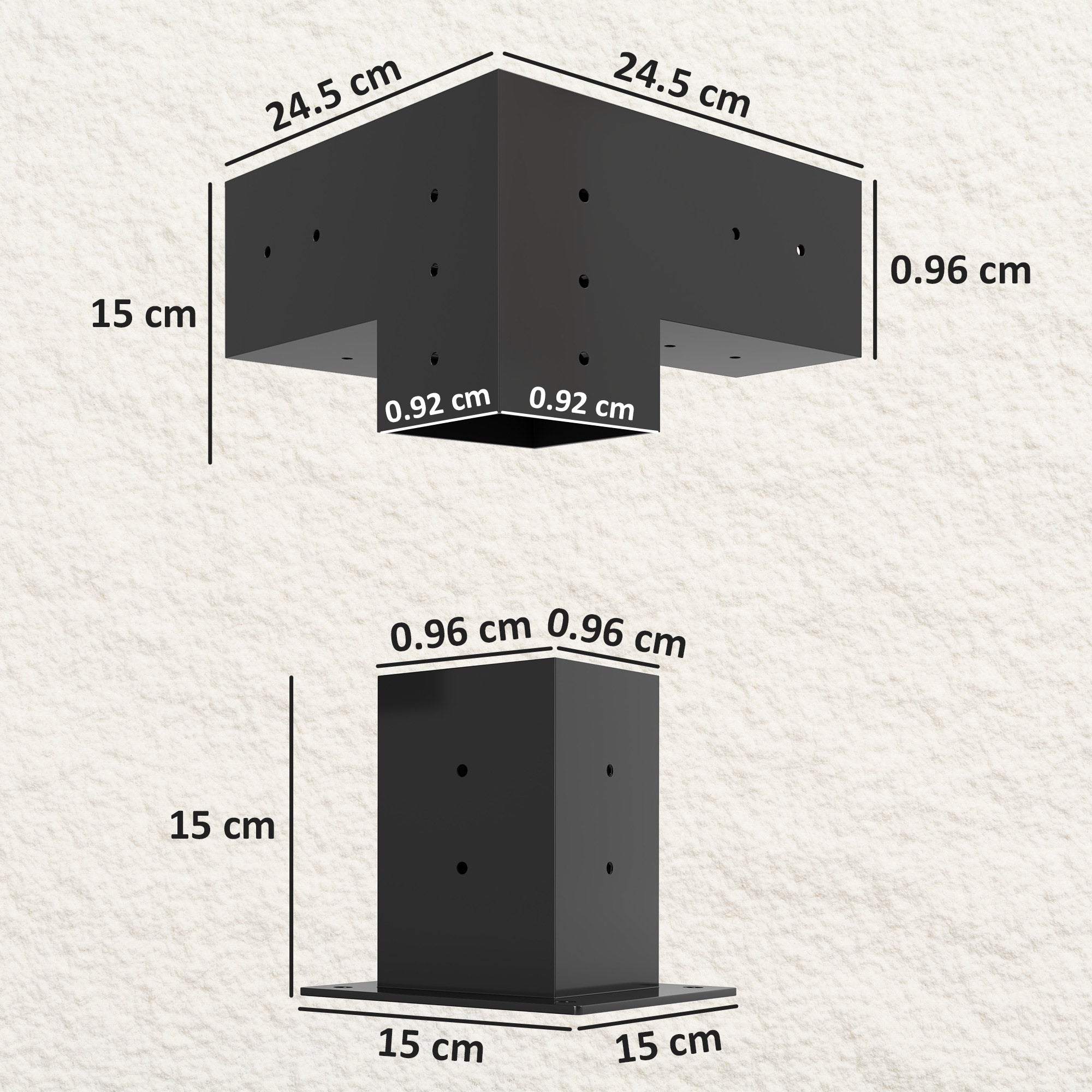 Outsunny Pergola Kit with 3-Way Corner Brackets & Post Base for 92mm Lumber