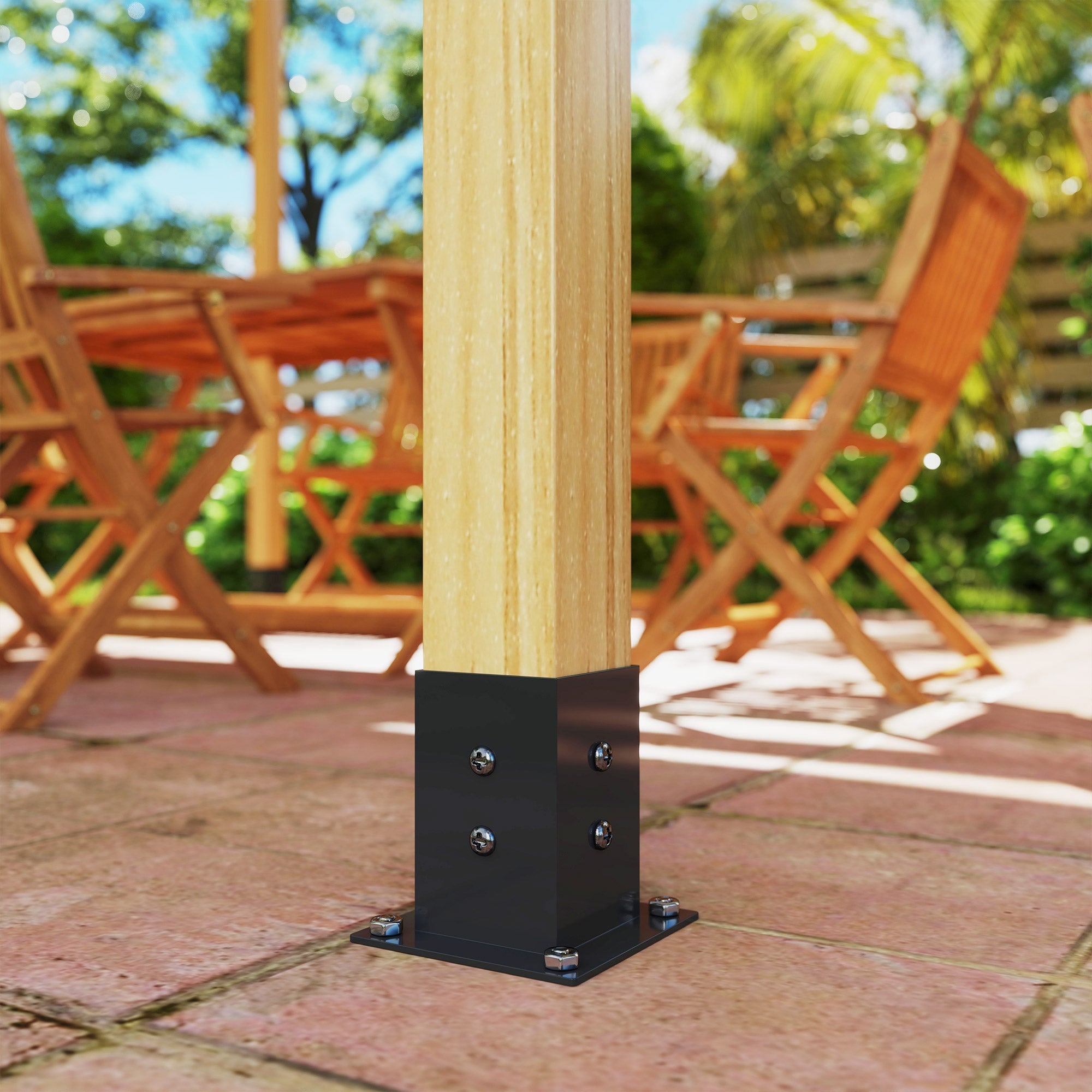 Outsunny Pergola Kit with 3-Way Corner Brackets & Post Base for 92mm Lumber