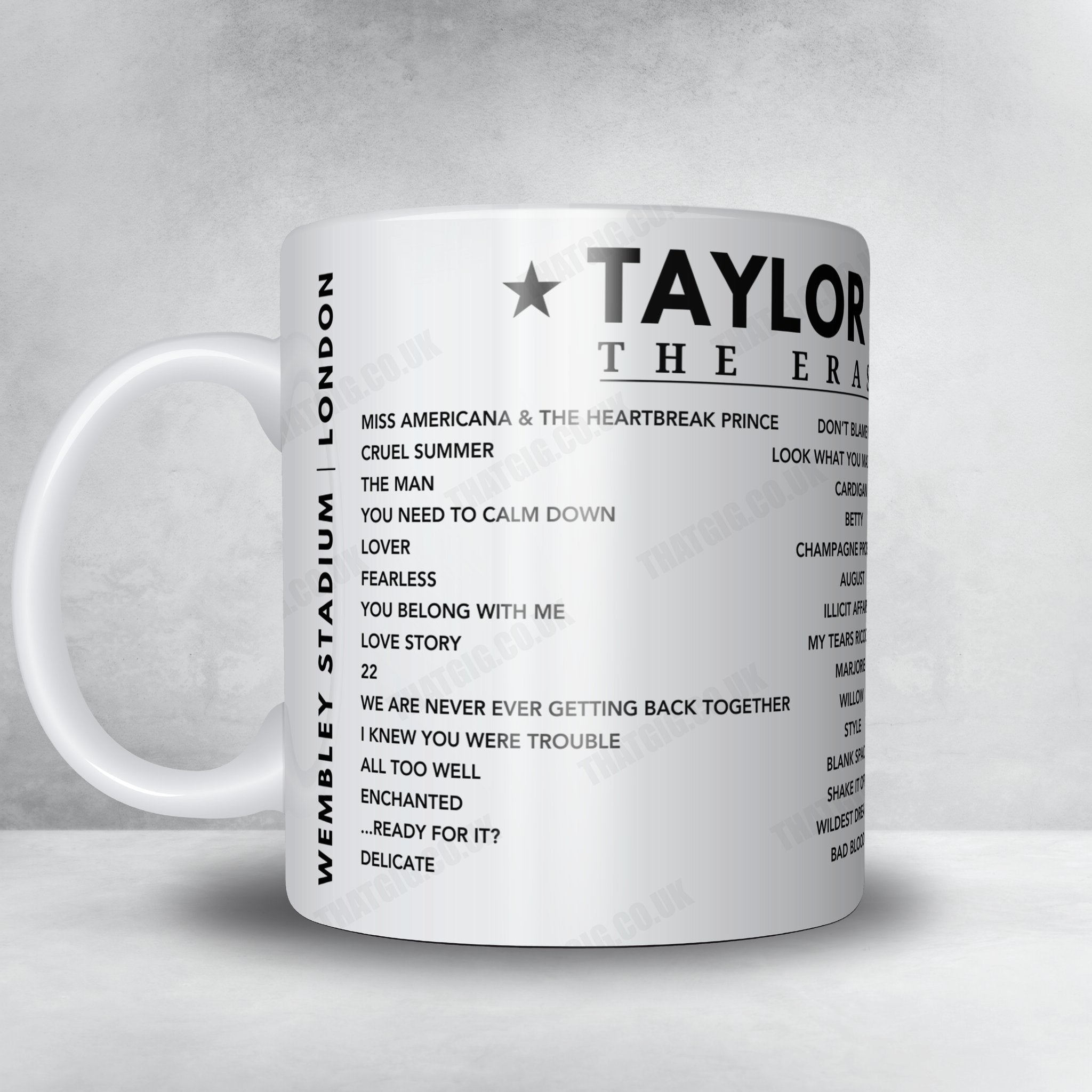 Taylor Swift Setlist Mug - Wembley Stadium, London on June 23rd 2024.