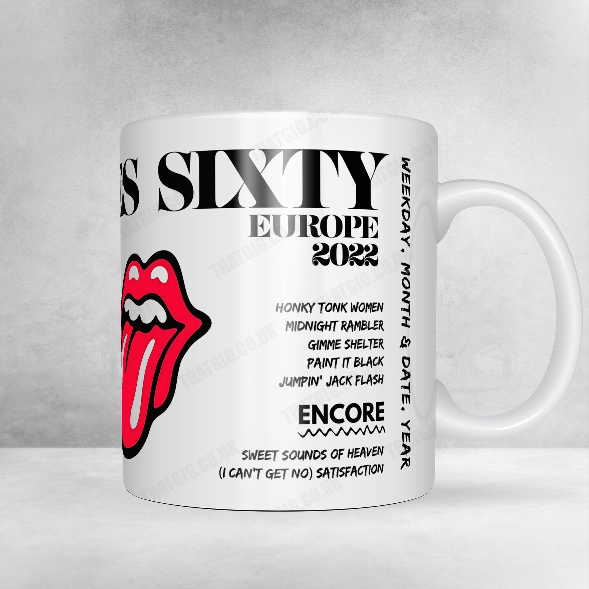 The Rolling Stones Setlist Mug - Hippodrome de Longchamp, Paris, France - July 23rd, 2022