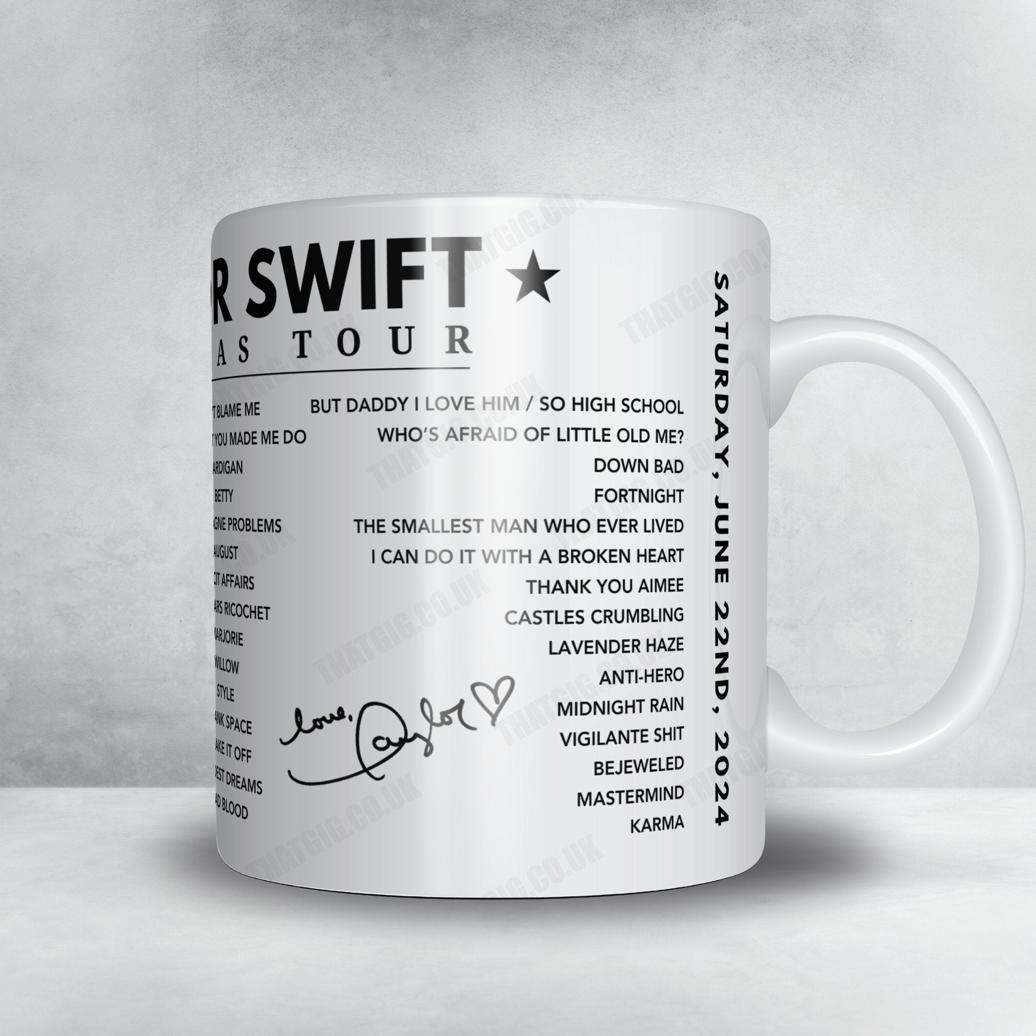 Taylor Swift Setlist Poster - Wembley Stadium, London, June 22nd 2024