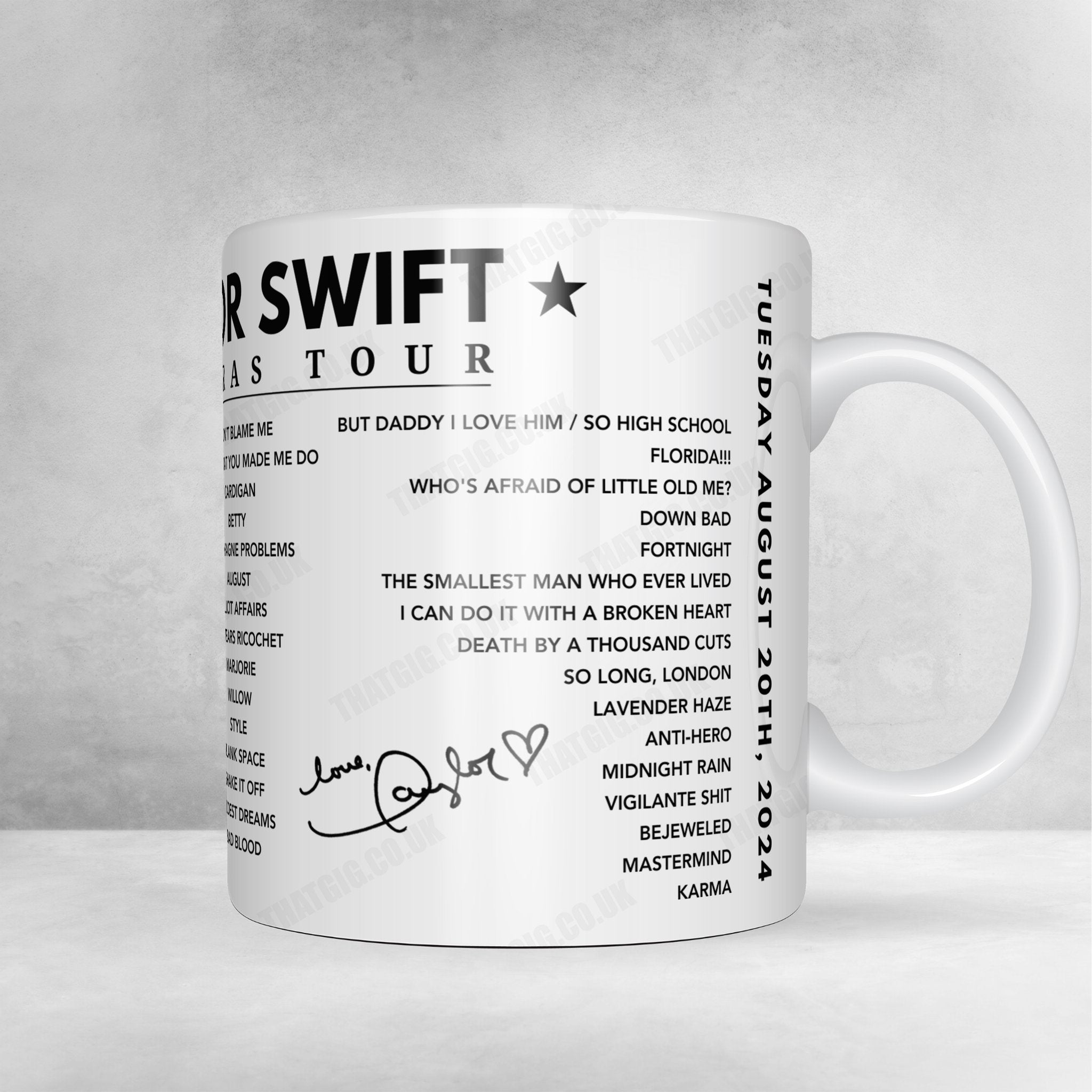 Taylor Swift Setlist Poster - Wembley, London - August 20th, 2024
