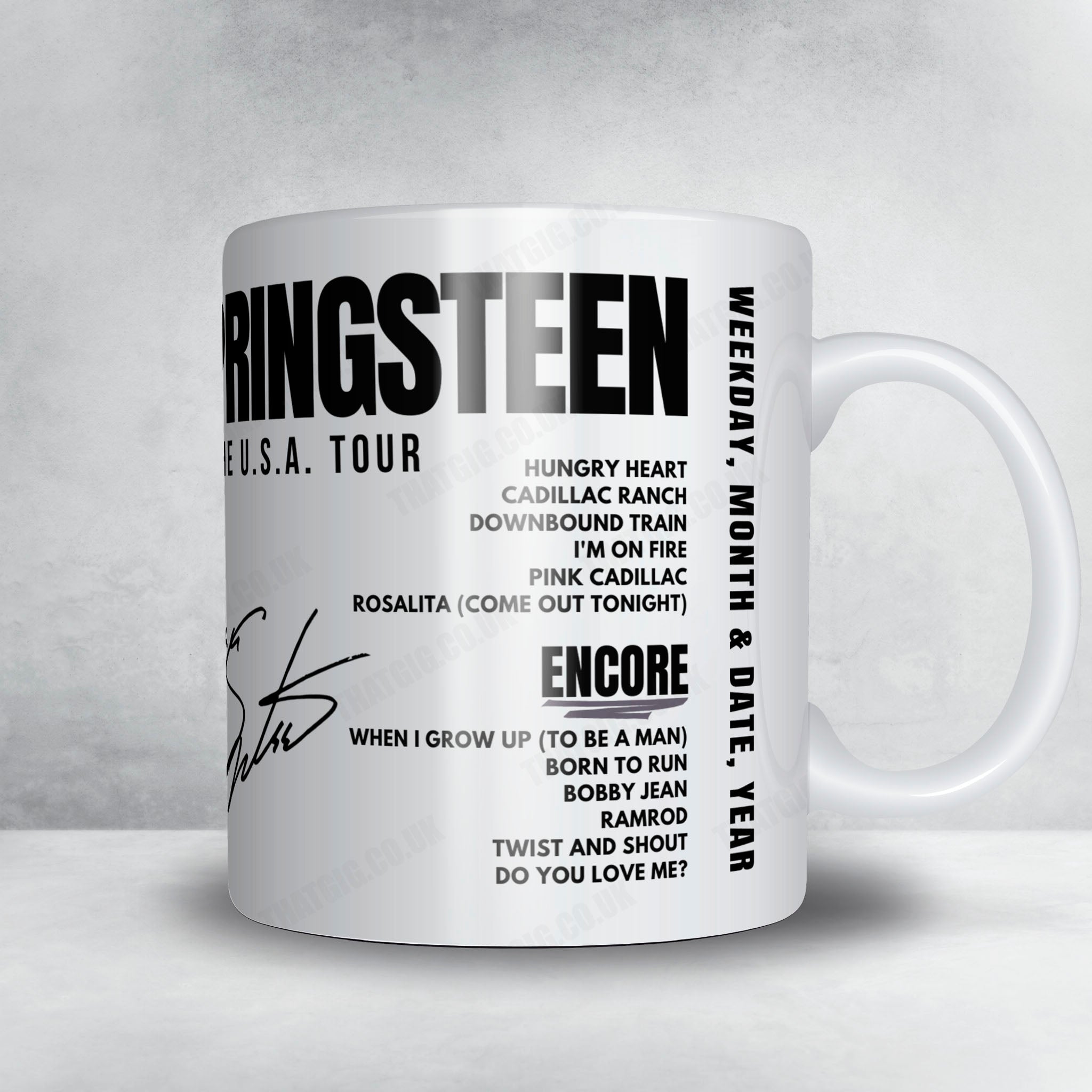 Bruce Springsteen Setlist Mug - Rosemont Horizon, Rosemont - July 17th, 1984