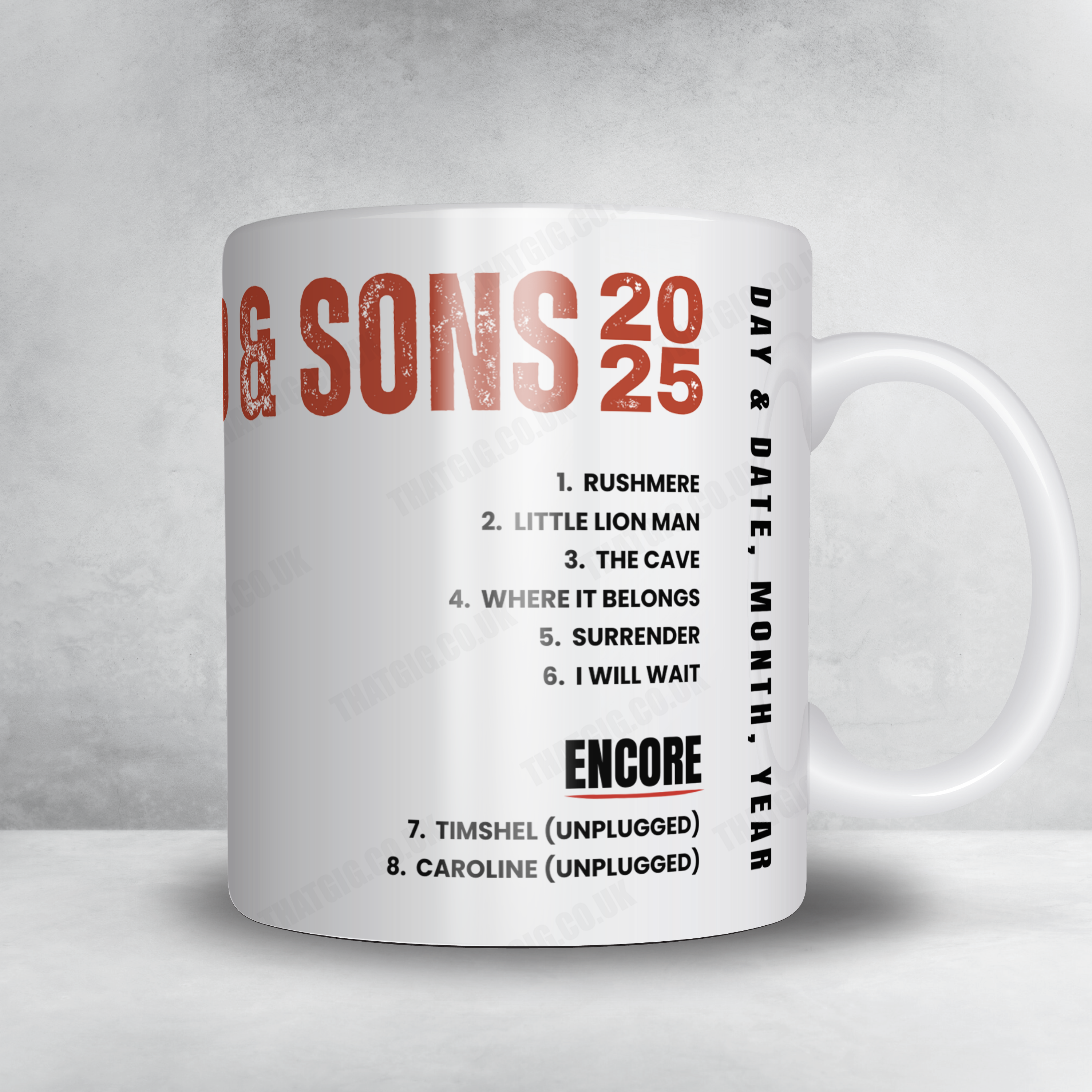 Mumford & Sons Setlist Mug - Under the Lawrence Station El tracks, Chicago - December 14th, 2019