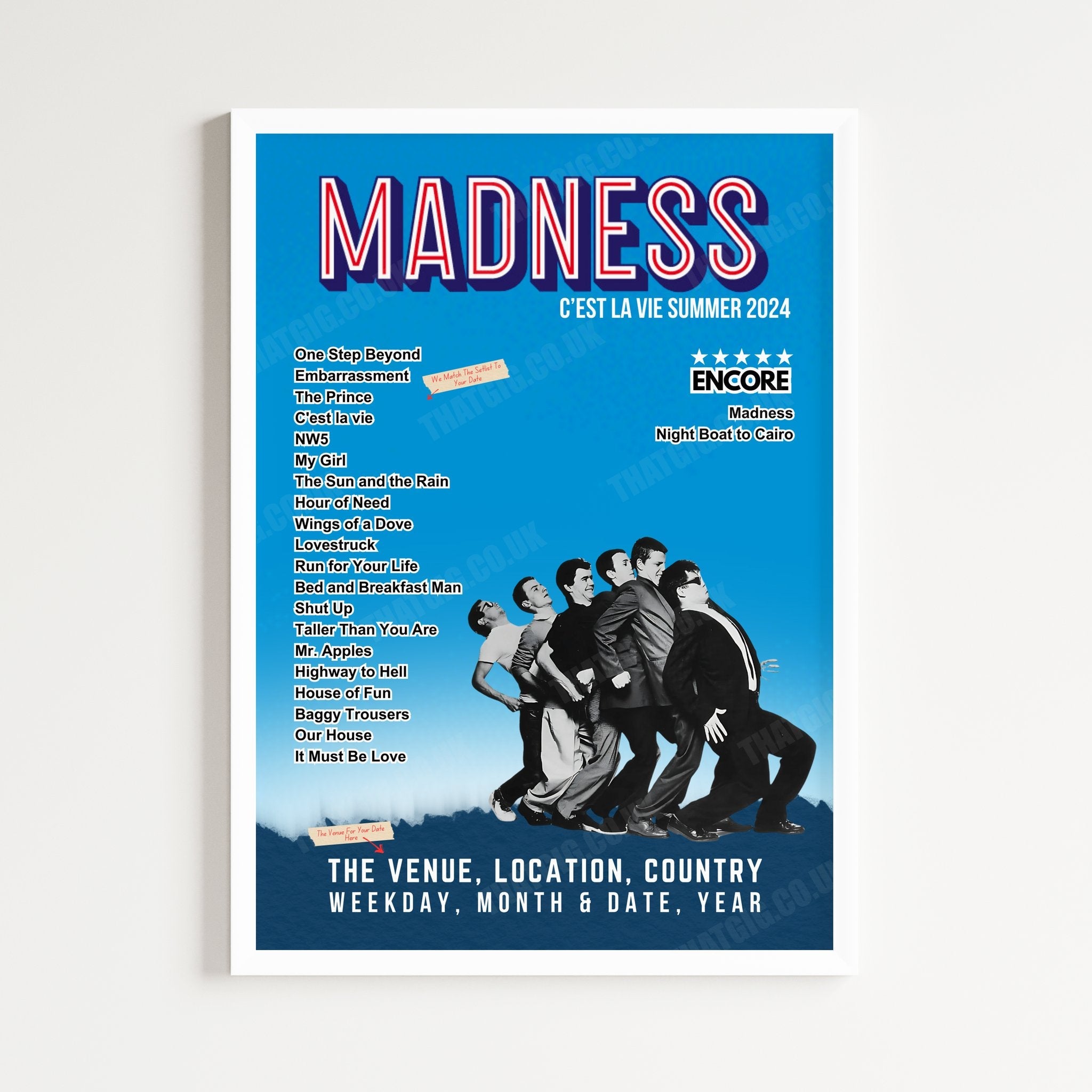 Madness Setlist Poster - Utilita Arena Sheffield - December 14th, 2023