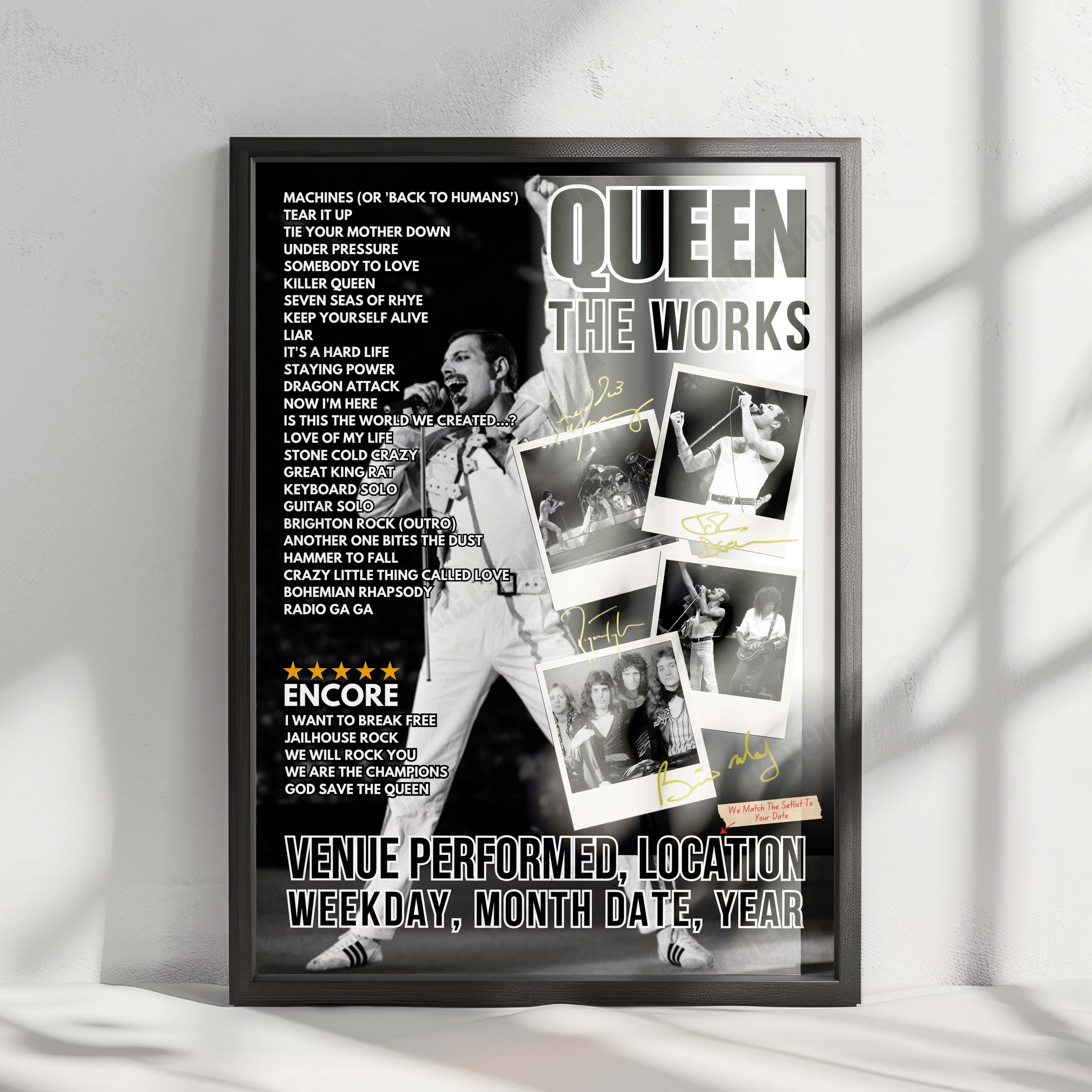 Queen Setlist Poster - Palais Omnisports de Paris-Bercy, Paris - September 18th, 1984