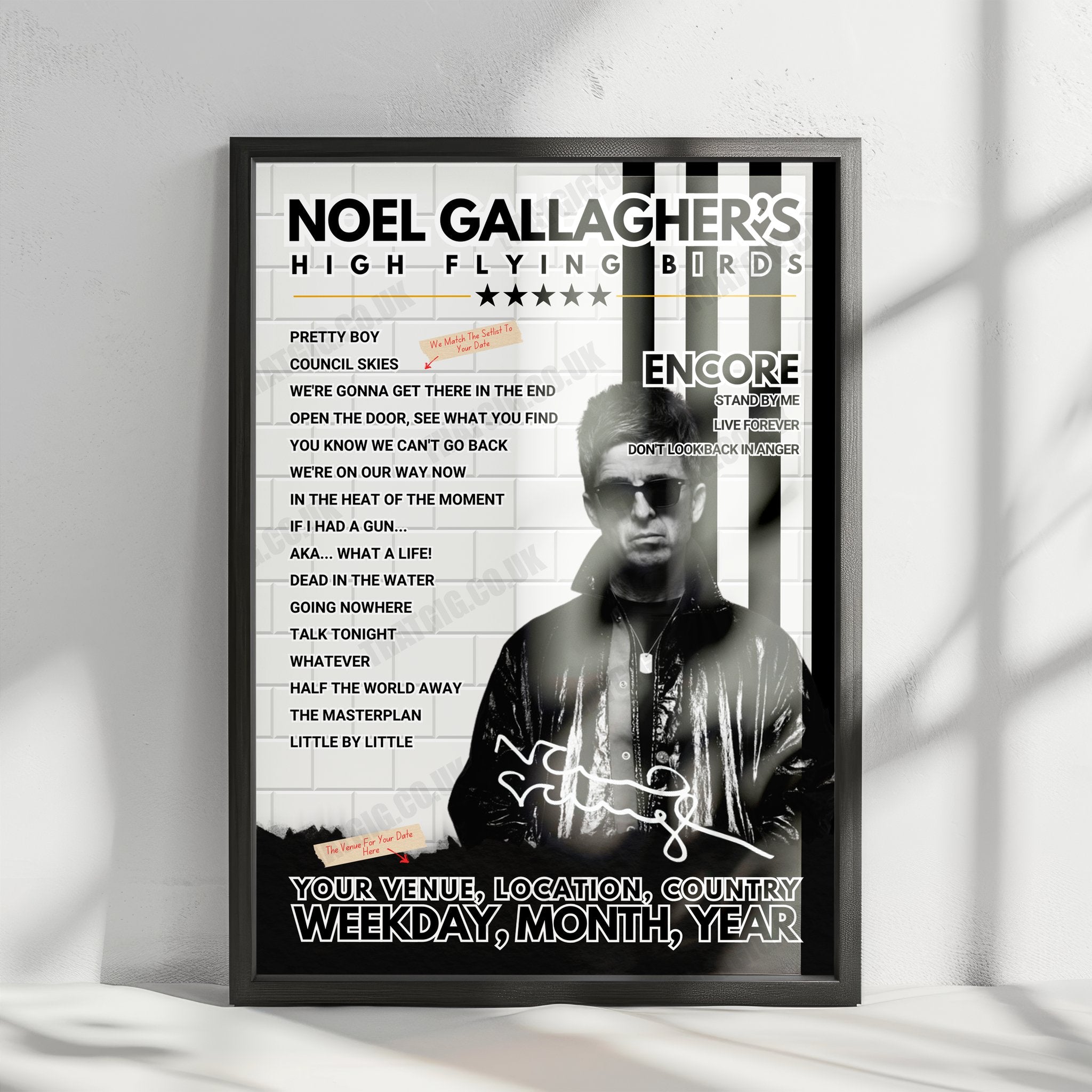 Noel Gallagher’s High Flying Birds Setlist Poster - Portsmouth Guildhall - March 20th, 2024