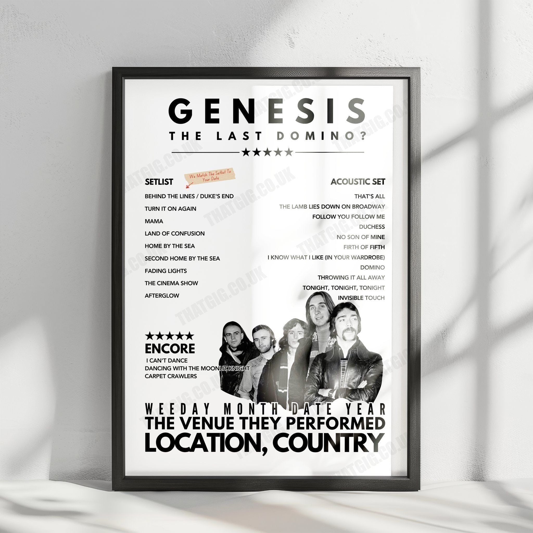 Genesis Setlist Poster - First Direct Arena, Leeds - September 27th, 2021