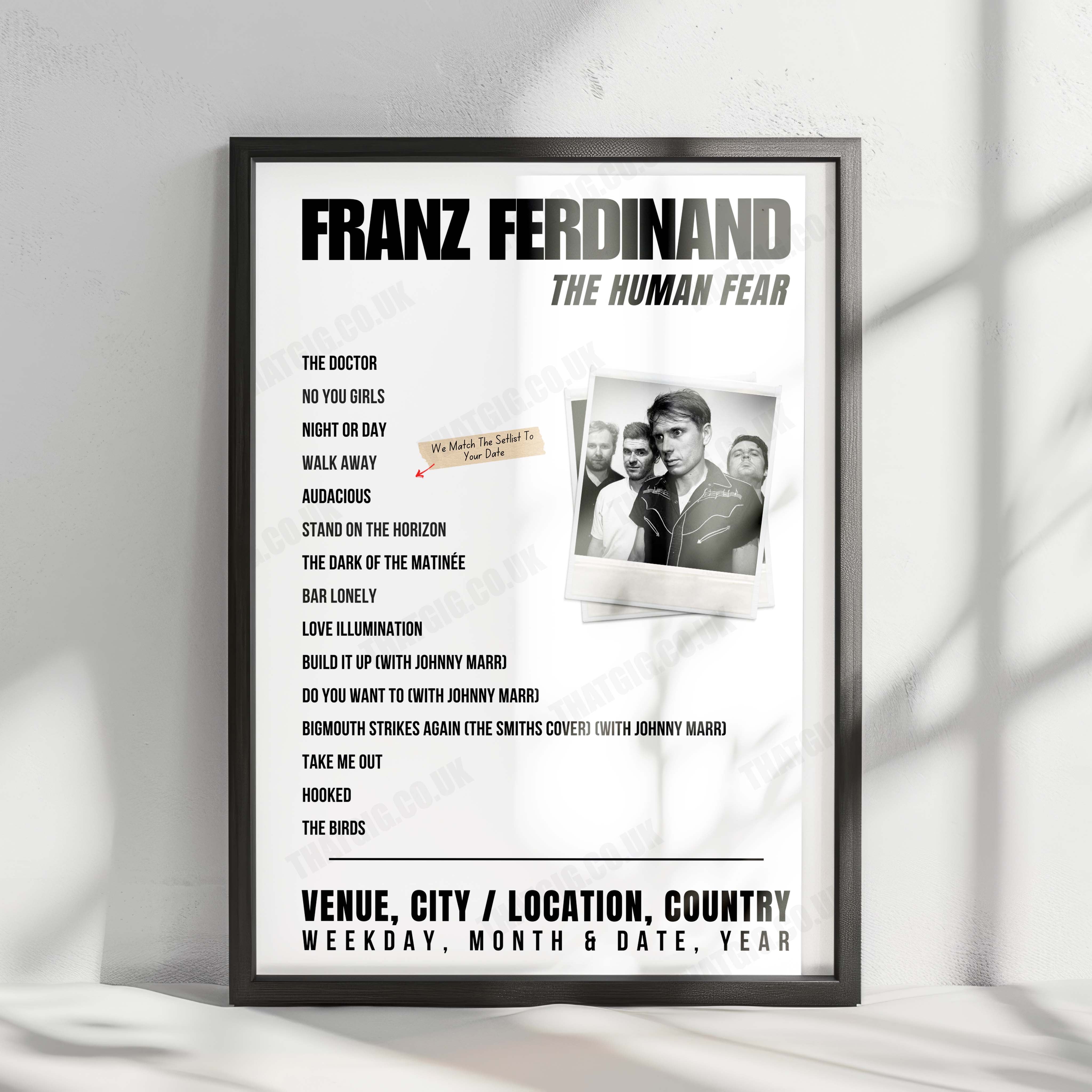 Franz Ferdinand Setlist Poster - TivoliVredenburg Grote Zaal, Utrecht - July 13th, 2025
