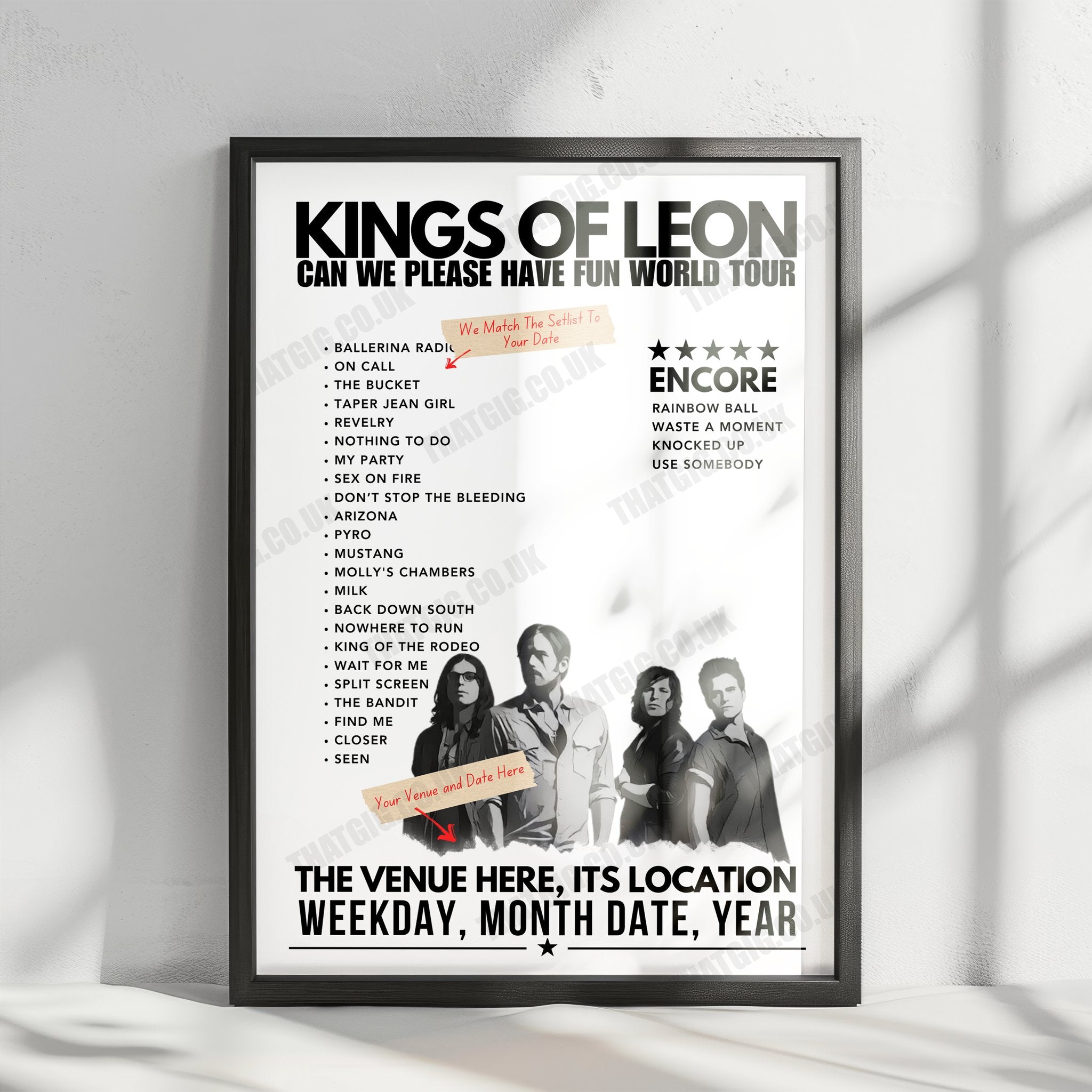 Kings of Leon Setlist Poster - Greek Theatre, Berkeley - August 25th, 2024