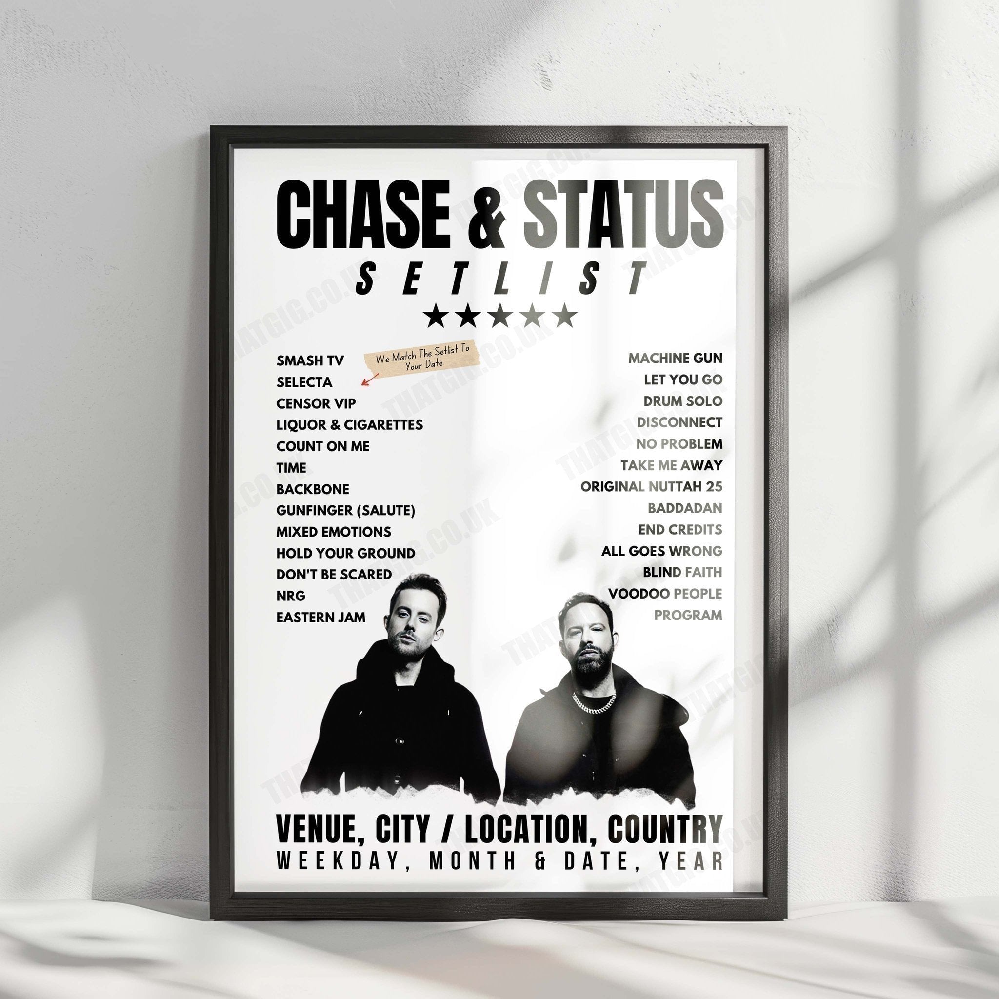 Chase & Status Setlist Poster - The Ritz Ybor, Tampa, FL, USA - August 31st, 2024