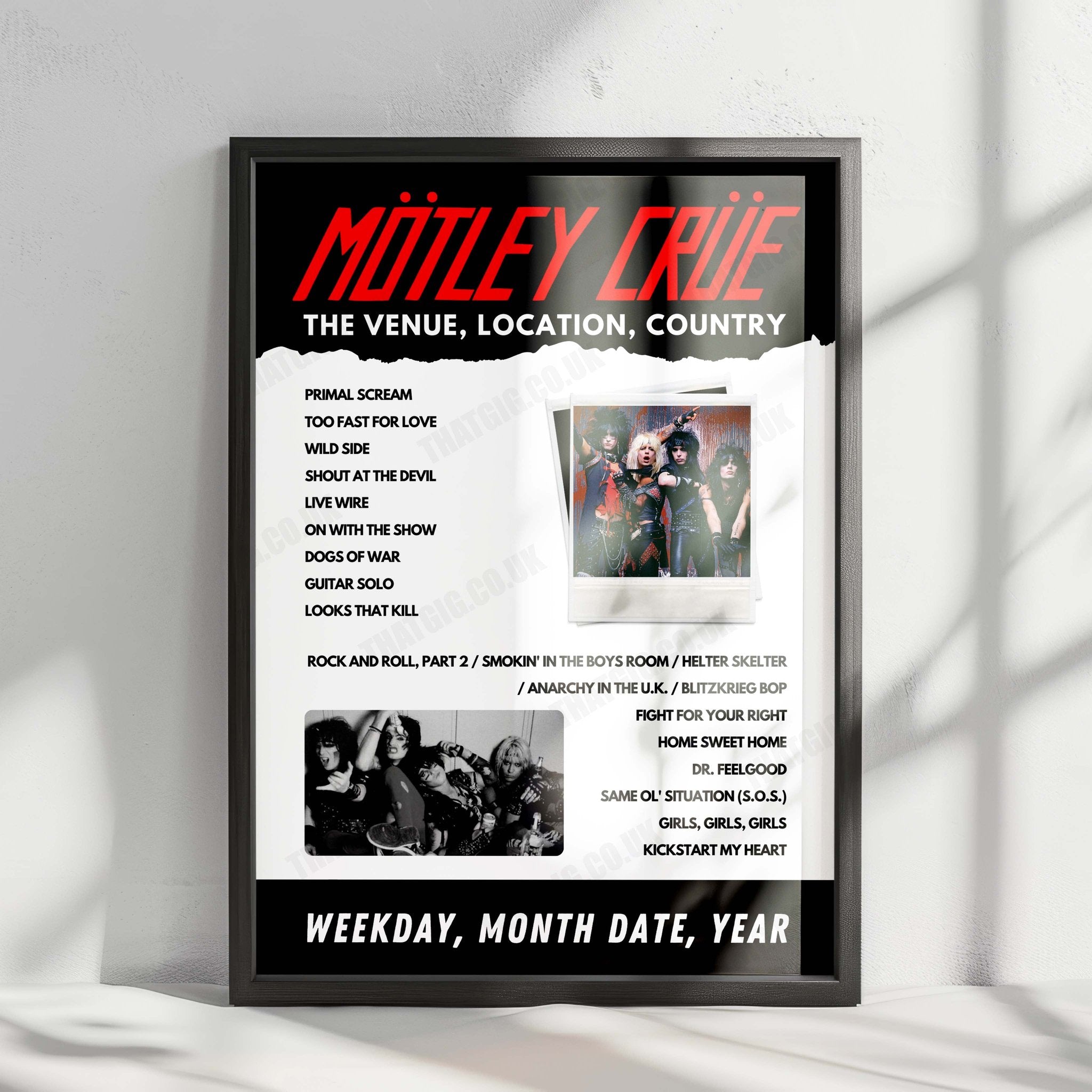 Mötley Crüe Setlist Poster - Estadio Banorte, Monterrey, Mexico - February 21st, 2023