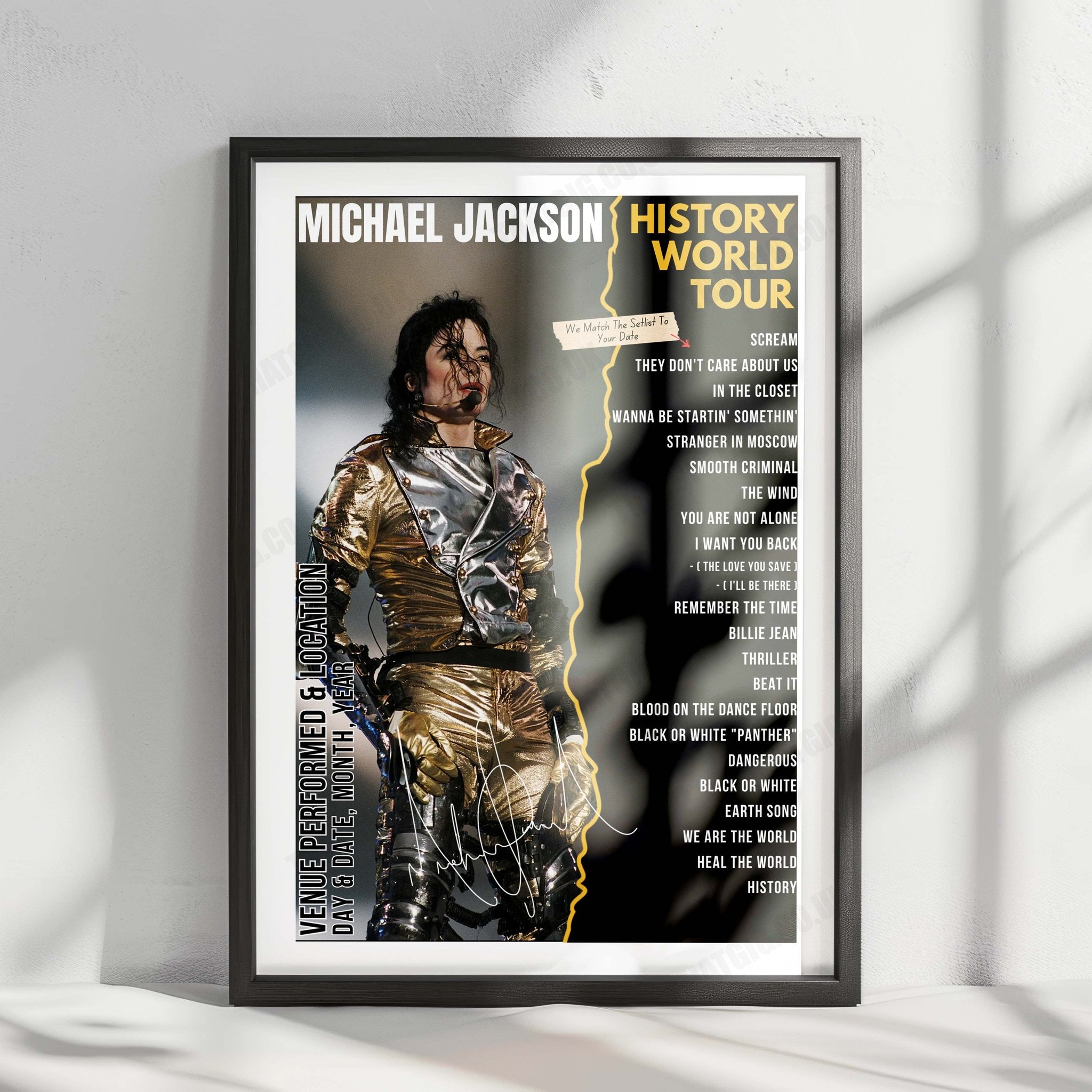 Michael Jackson Setlist Poster - Adelaide Oval, Adelaide, Australia - November 26th, 1996
