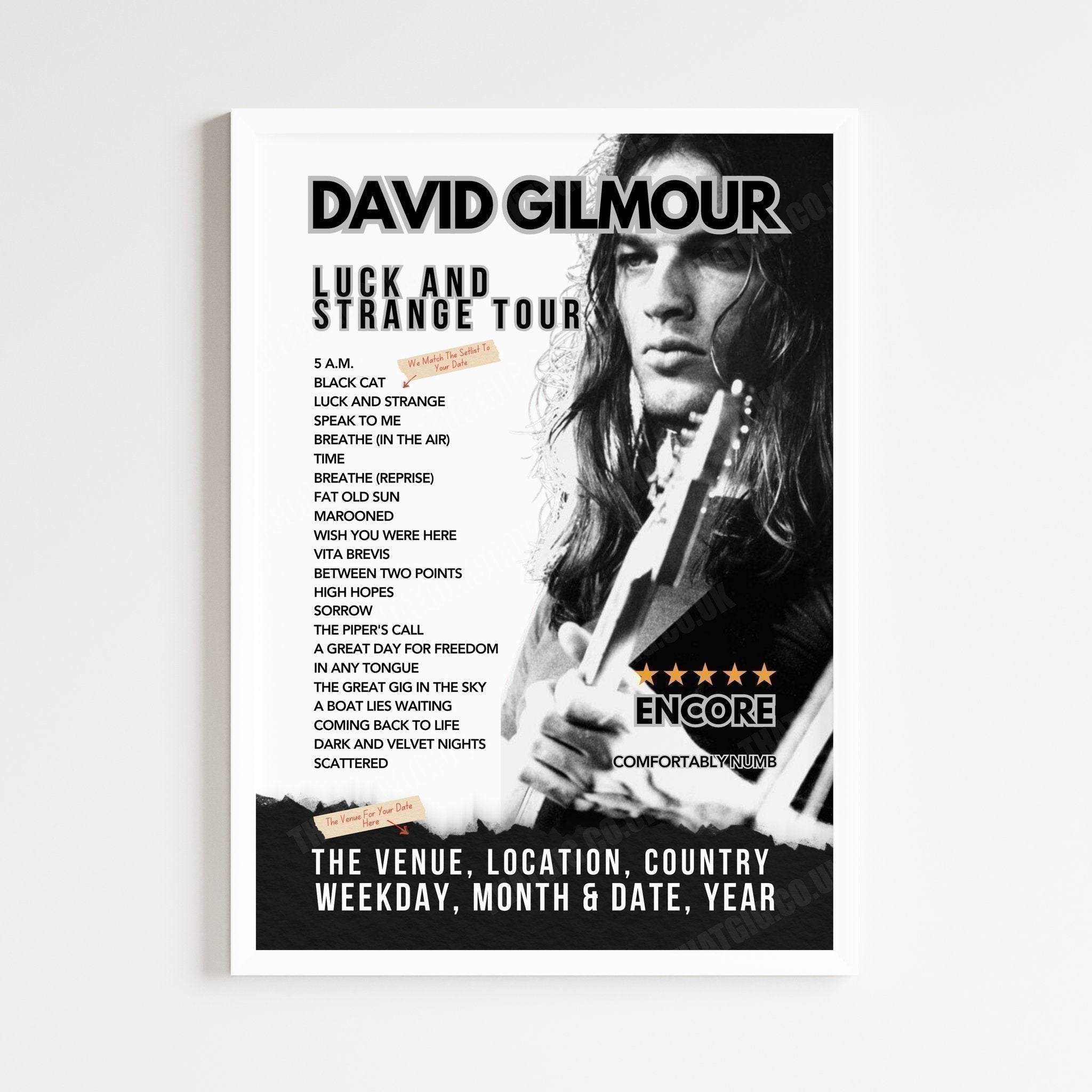 David Gilmour Setlist Poster - Madison Square Garden - November 9th, 2024