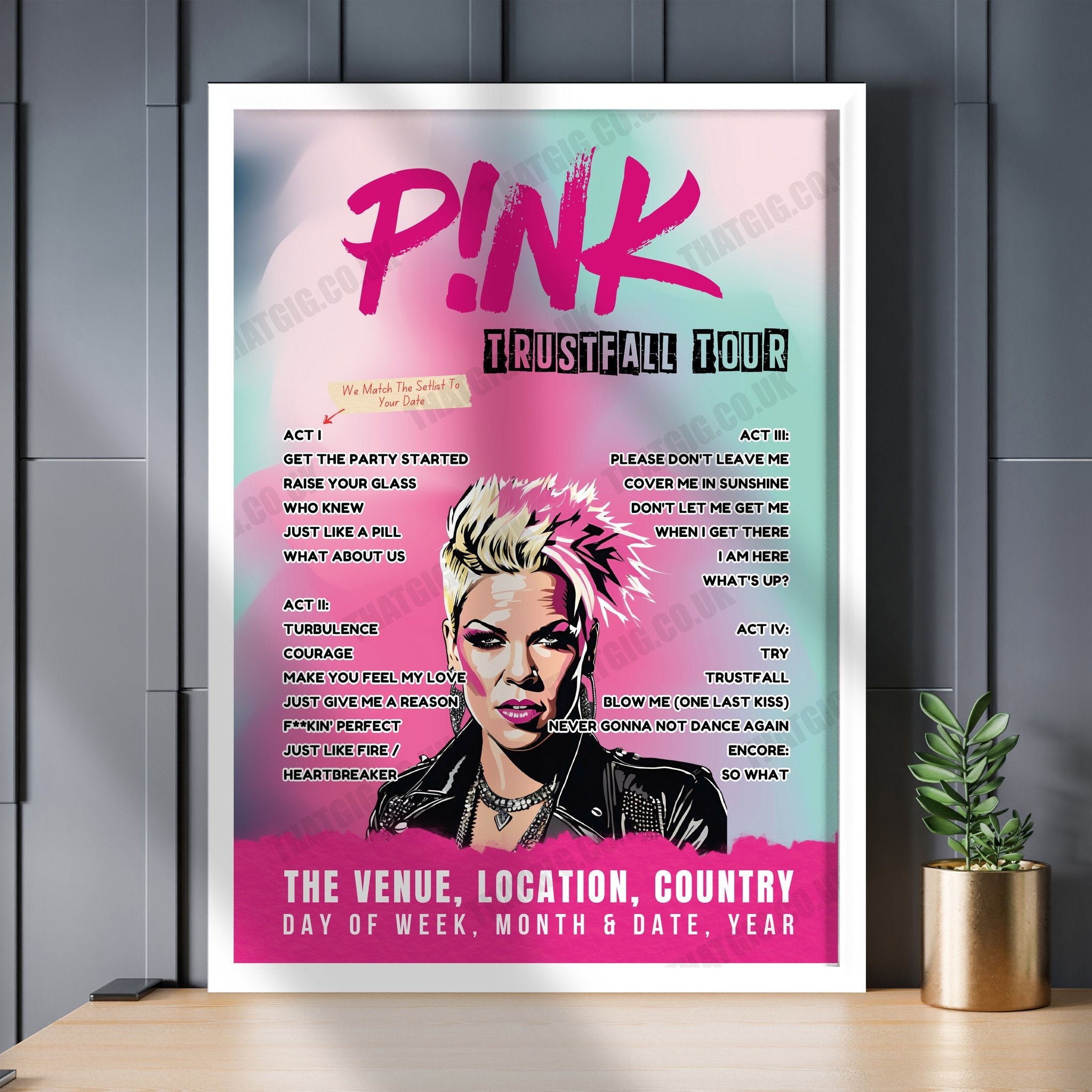 P!nk Setlist Poster - Centre Bell Montreal - November 2nd, 2023