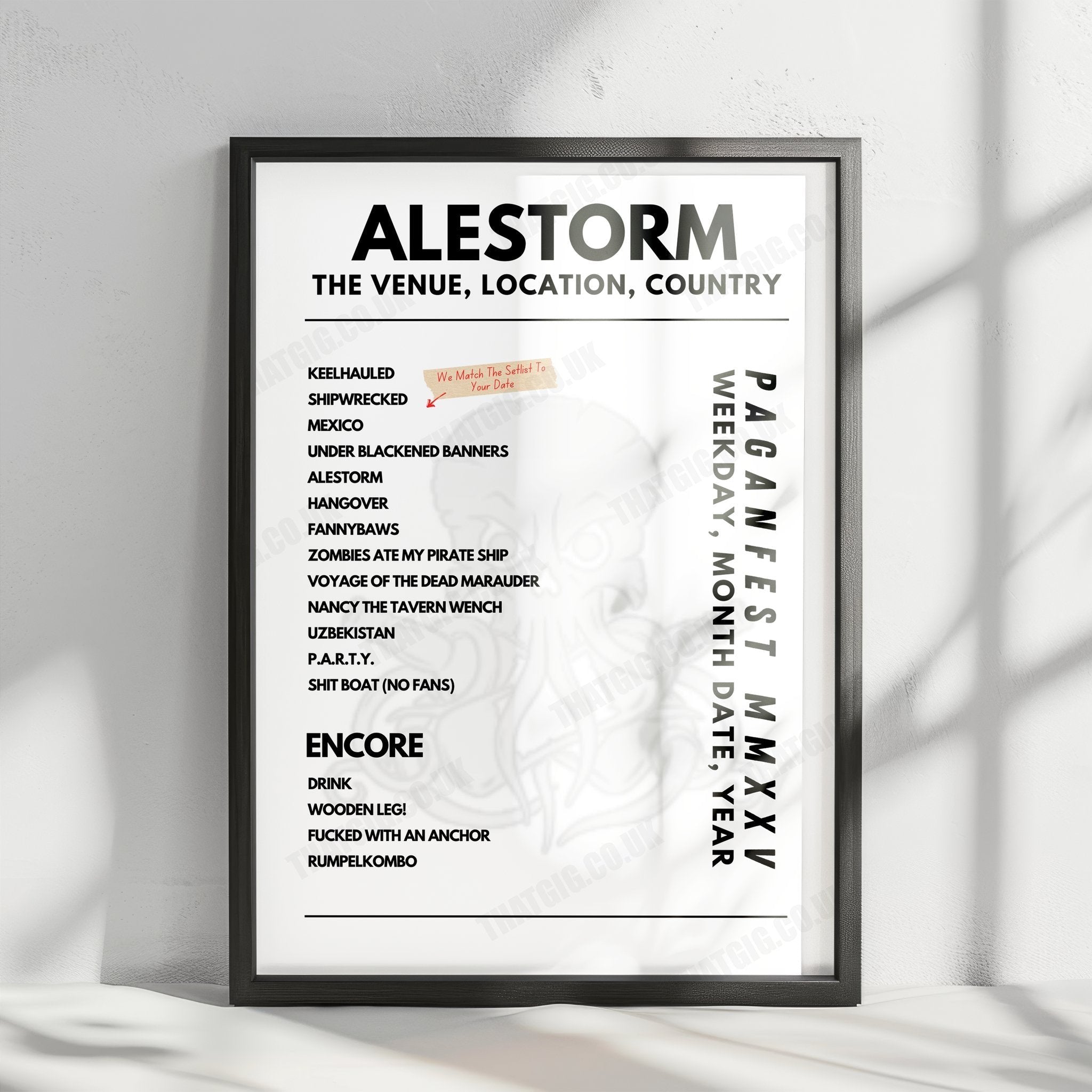Alestorm Setlist Poster - Le Zénith, Paris, France - January 22nd, 2025