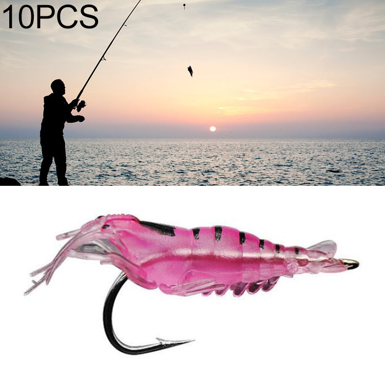 10 PCS 4cm Fishing Soft Artificial Shrimp Bait Lures Popper Poper Baits with Hook, Transparent Shrimp with Hook, Artificial Shrimp with Hook, Luminous Shrimp with Hook, Pink Shrimp with Hook, Green Shrimp with Hook
