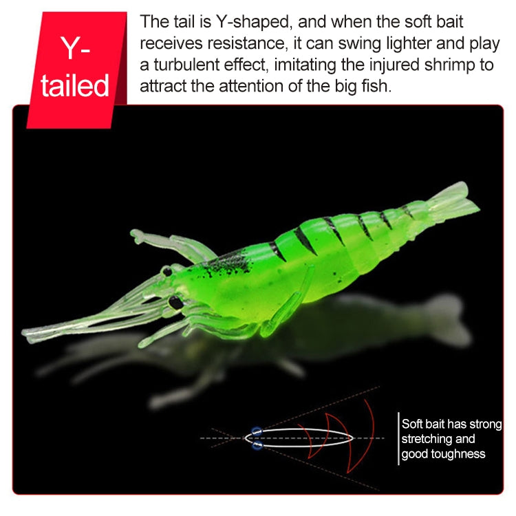 10 PCS 4cm Fishing Soft Artificial Shrimp Bait Lures Popper Poper Baits with Hook, Transparent Shrimp with Hook, Artificial Shrimp with Hook, Luminous Shrimp with Hook, Pink Shrimp with Hook, Green Shrimp with Hook