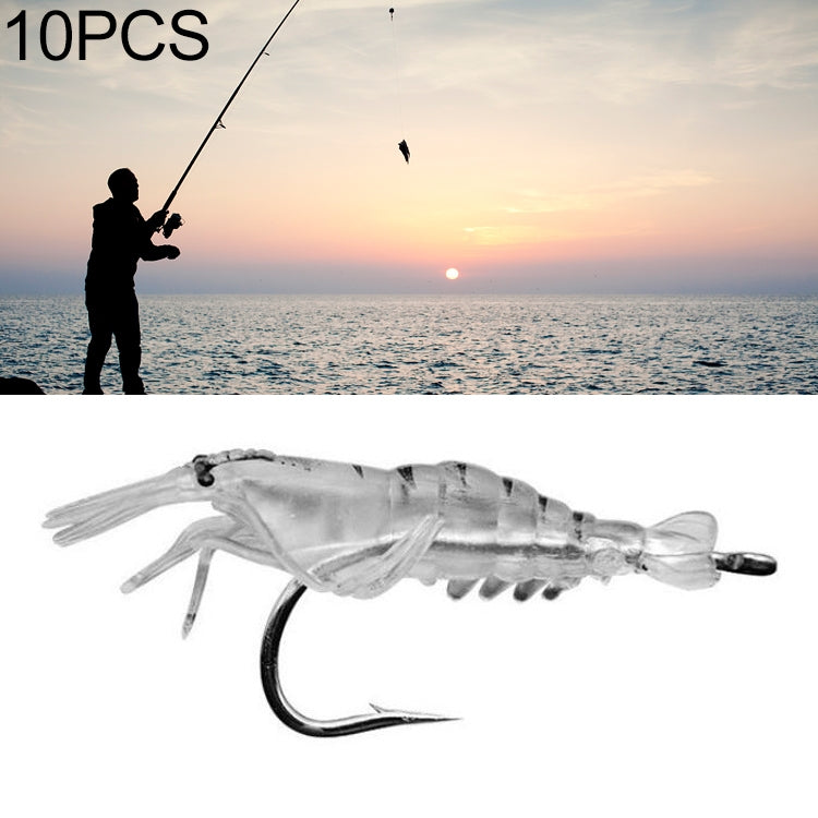 10 PCS 4cm Fishing Soft Artificial Shrimp Bait Lures Popper Poper Baits with Hook, Transparent Shrimp with Hook, Artificial Shrimp with Hook, Luminous Shrimp with Hook, Pink Shrimp with Hook, Green Shrimp with Hook